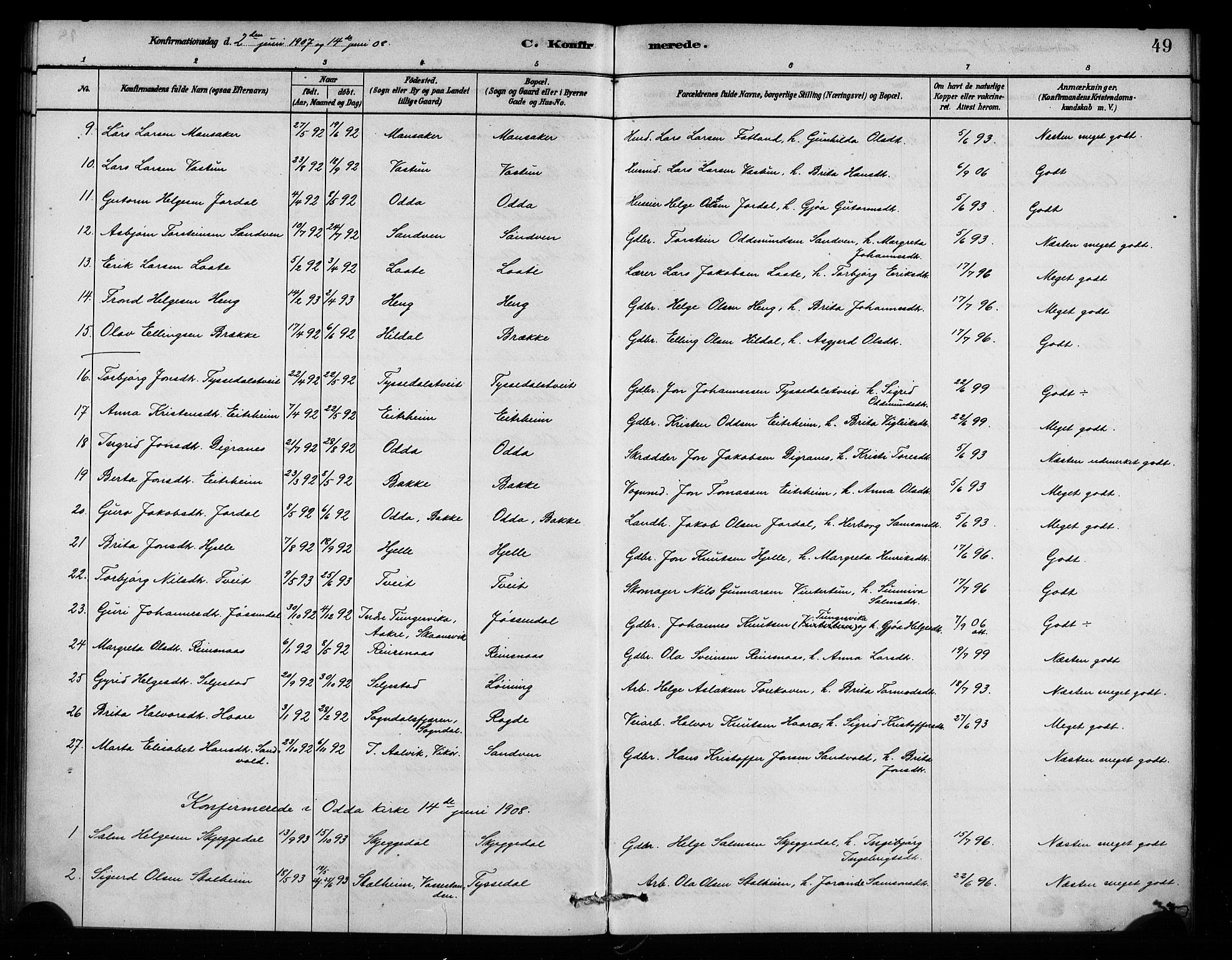 Odda Sokneprestembete, AV/SAB-A-77201/H/Haa: Parish register (official) no. A 2, 1880-1915, p. 49