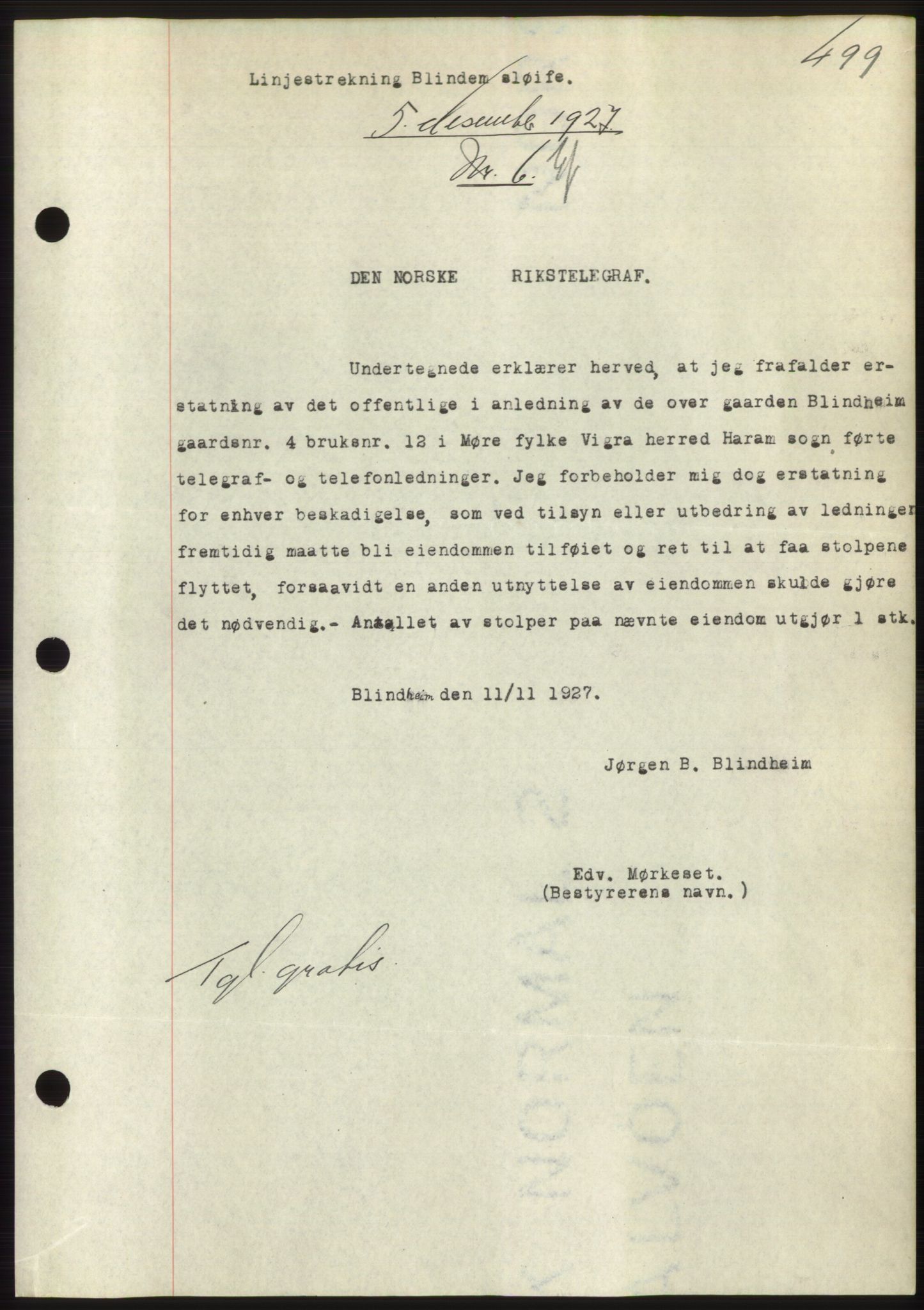 Nordre Sunnmøre sorenskriveri, AV/SAT-A-0006/1/2/2C/2Ca/L0037: Mortgage book no. 40, 1927-1927, Deed date: 05.12.1927