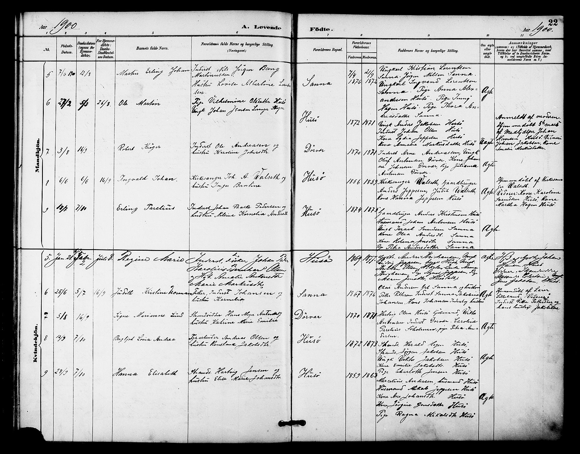 Ministerialprotokoller, klokkerbøker og fødselsregistre - Nordland, AV/SAT-A-1459/840/L0580: Parish register (official) no. 840A02, 1887-1909, p. 22