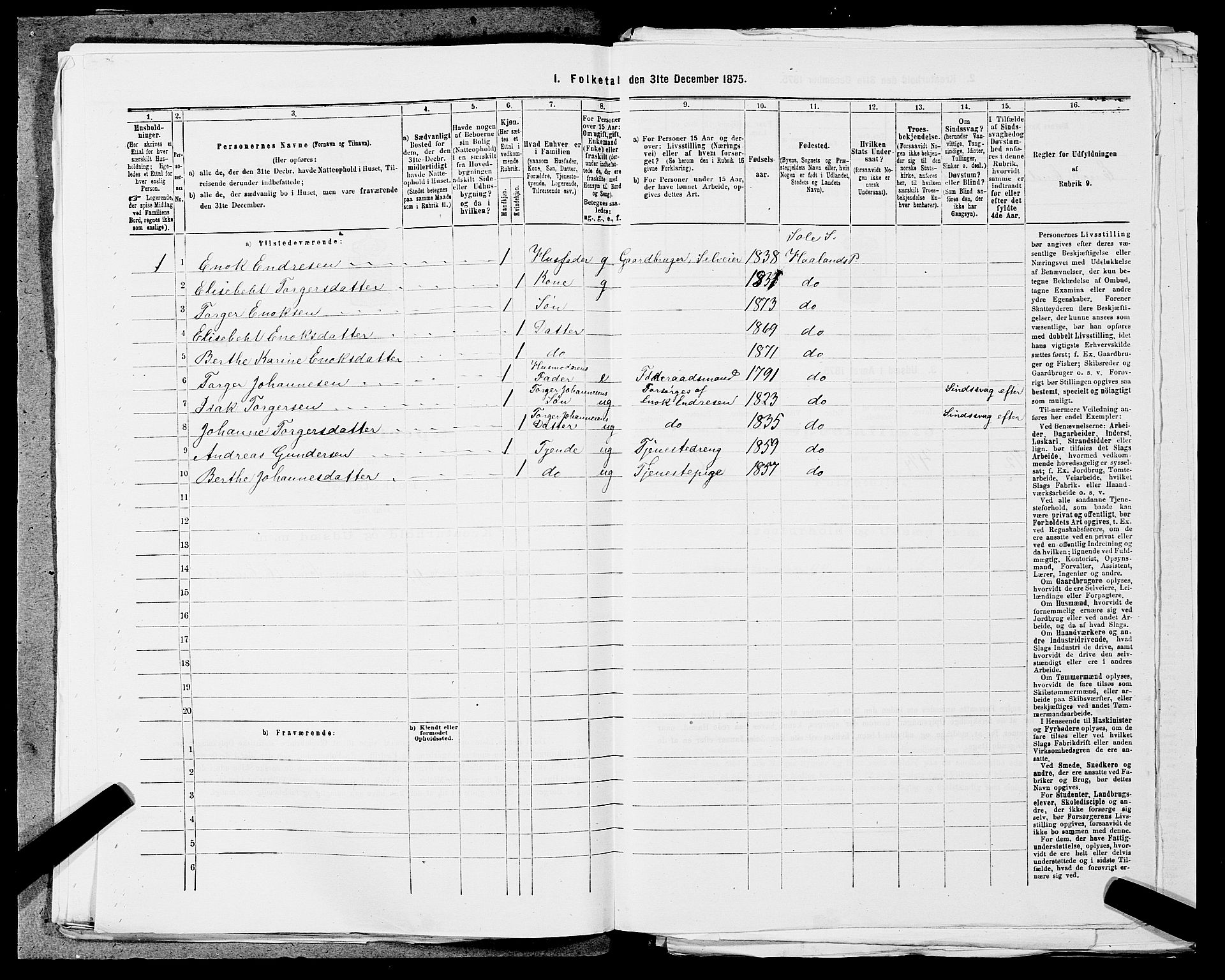 SAST, 1875 census for 1124P Håland, 1875, p. 719