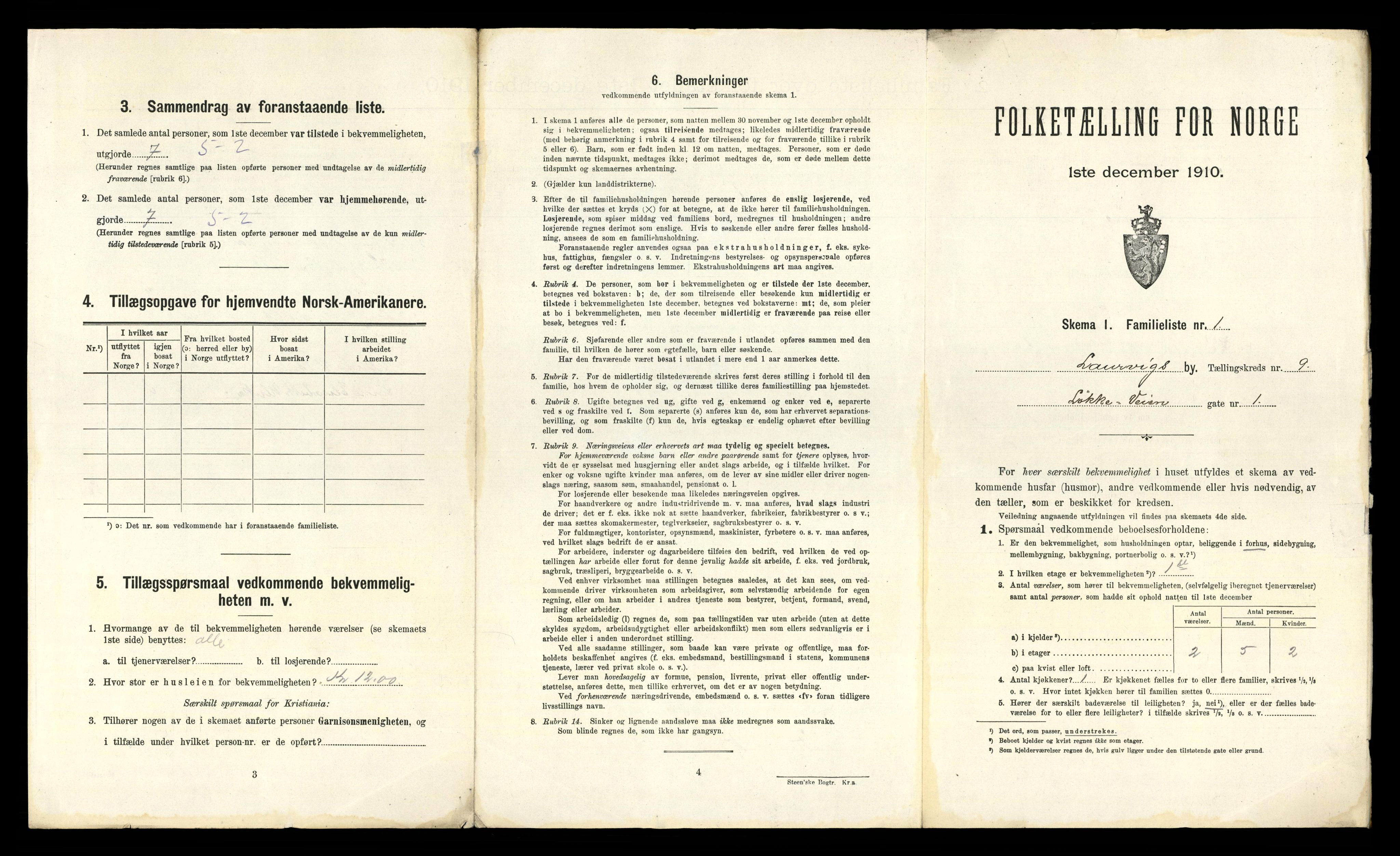 RA, 1910 census for Larvik, 1910, p. 2687