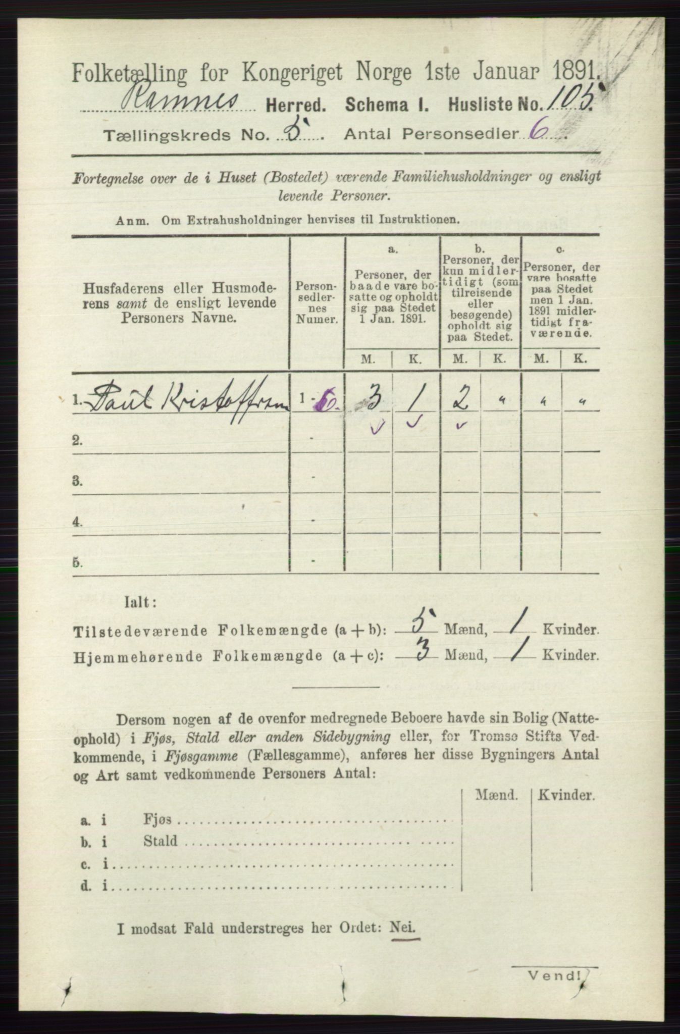 RA, 1891 census for 0718 Ramnes, 1891, p. 2528