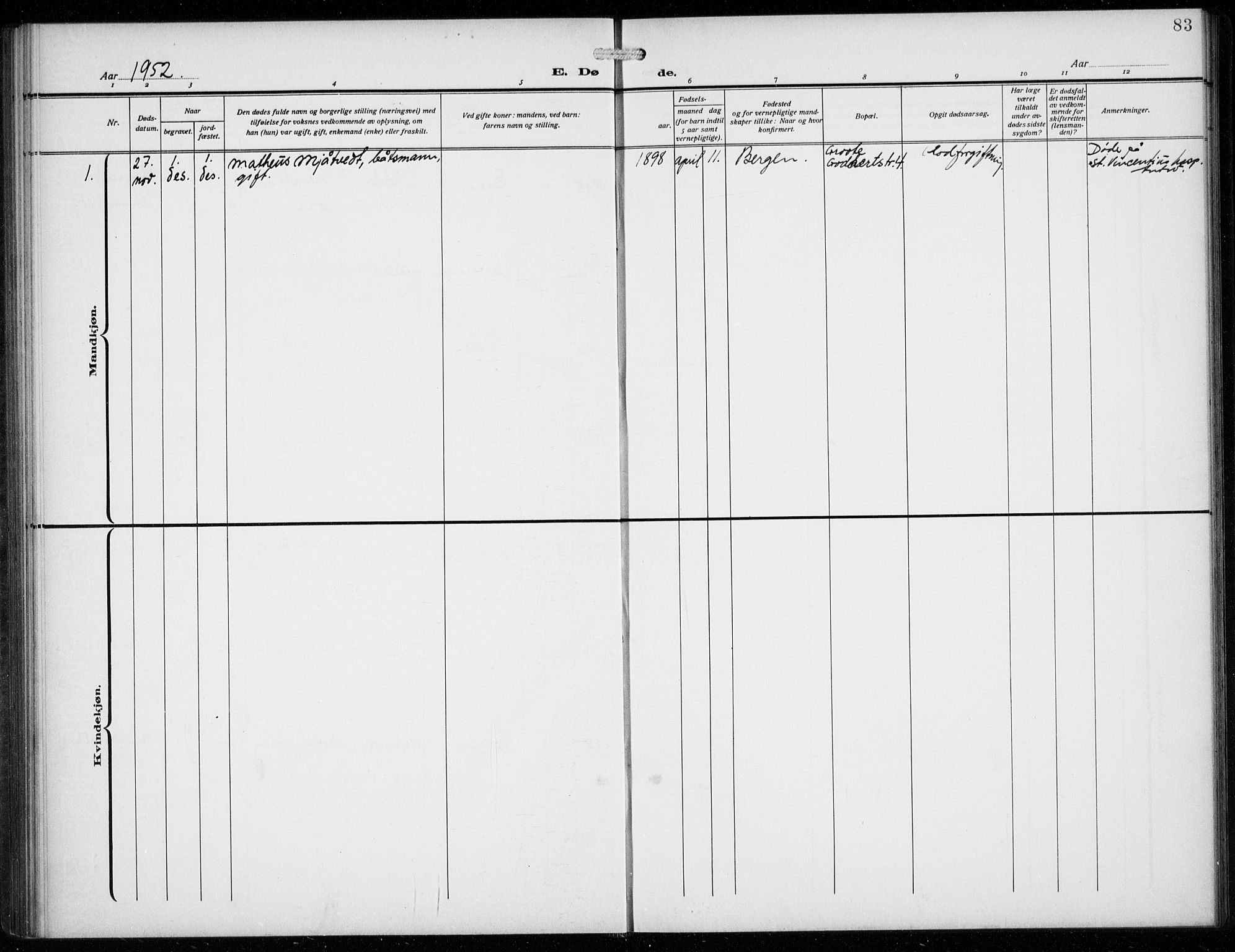 Den norske sjømannsmisjon i utlandet/Antwerpen, SAB/SAB/PA-0105/H/Ha/L0003: Parish register (official) no. A 3, 1914-1930, p. 83