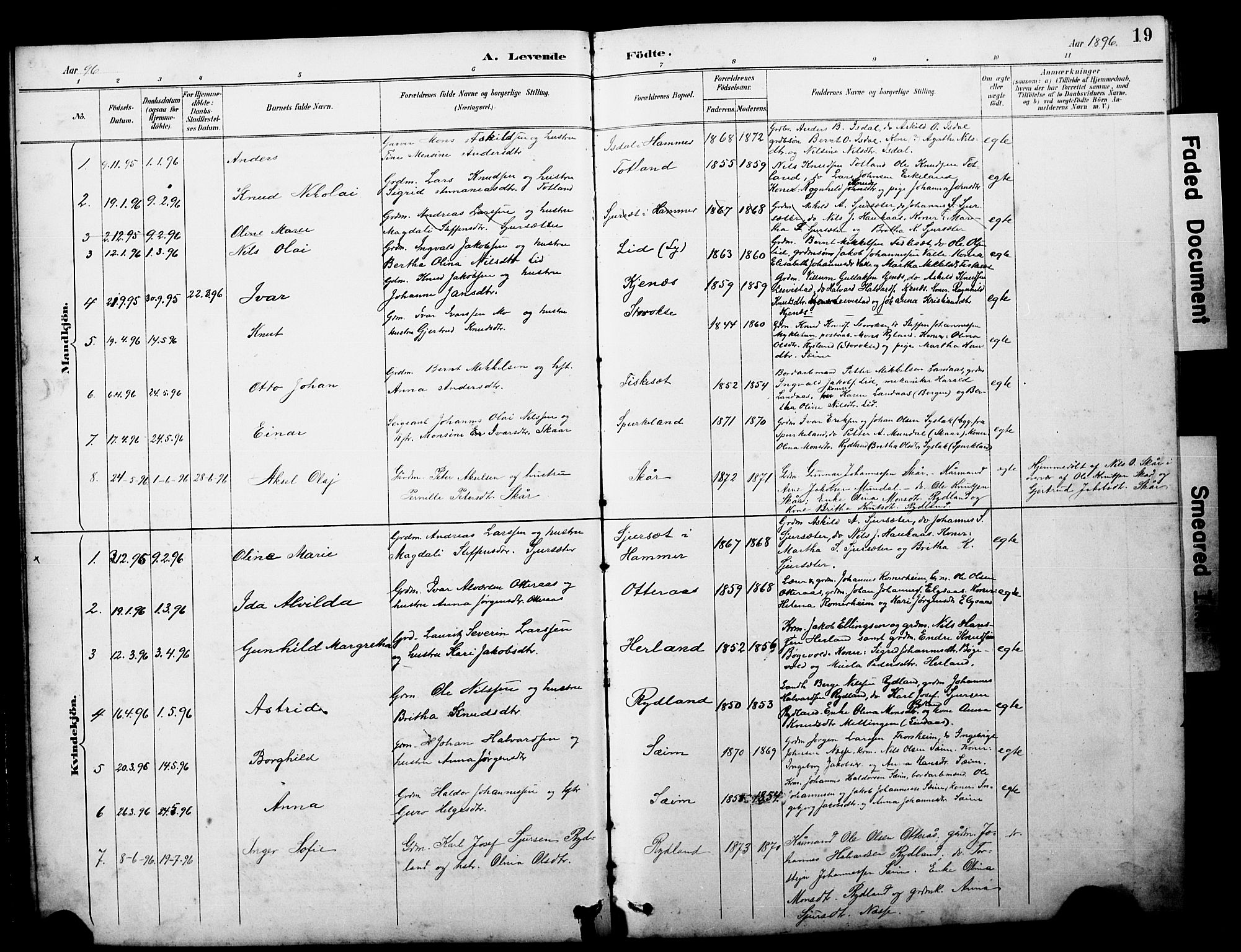 Alversund Sokneprestembete, SAB/A-73901/H/Ha/Hab: Parish register (copy) no. D 3, 1890-1908, p. 19