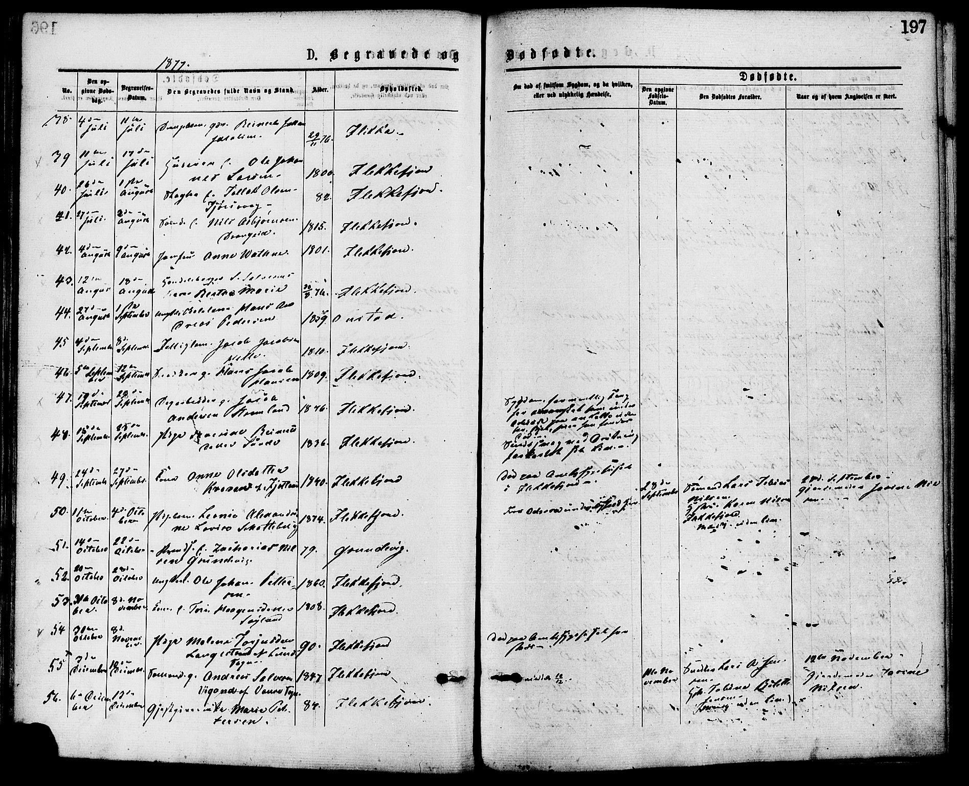 Flekkefjord sokneprestkontor, SAK/1111-0012/F/Fa/Fac/L0007: Parish register (official) no. A 7, 1875-1885, p. 197