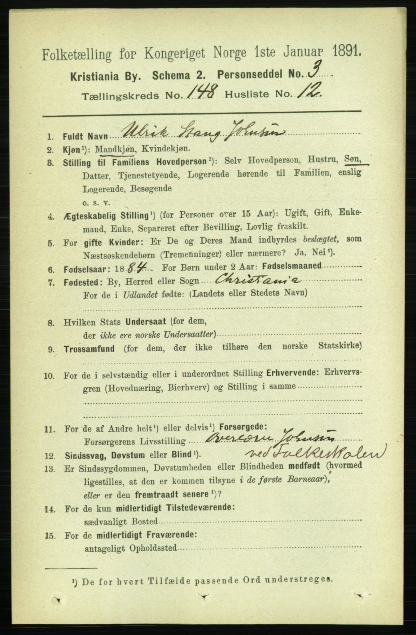 RA, 1891 census for 0301 Kristiania, 1891, p. 82395