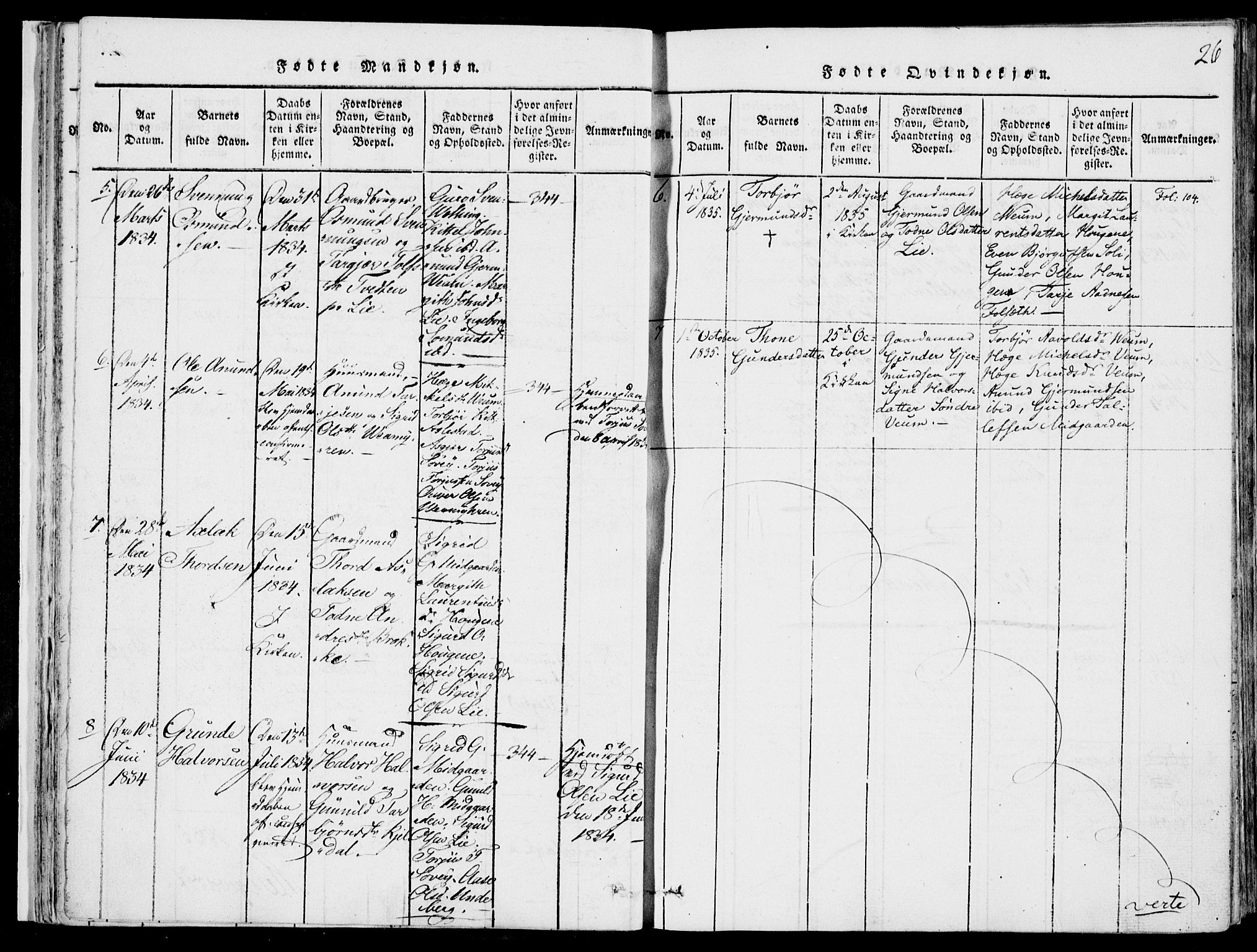 Fyresdal kirkebøker, AV/SAKO-A-263/F/Fb/L0001: Parish register (official) no. II 1, 1815-1854, p. 26