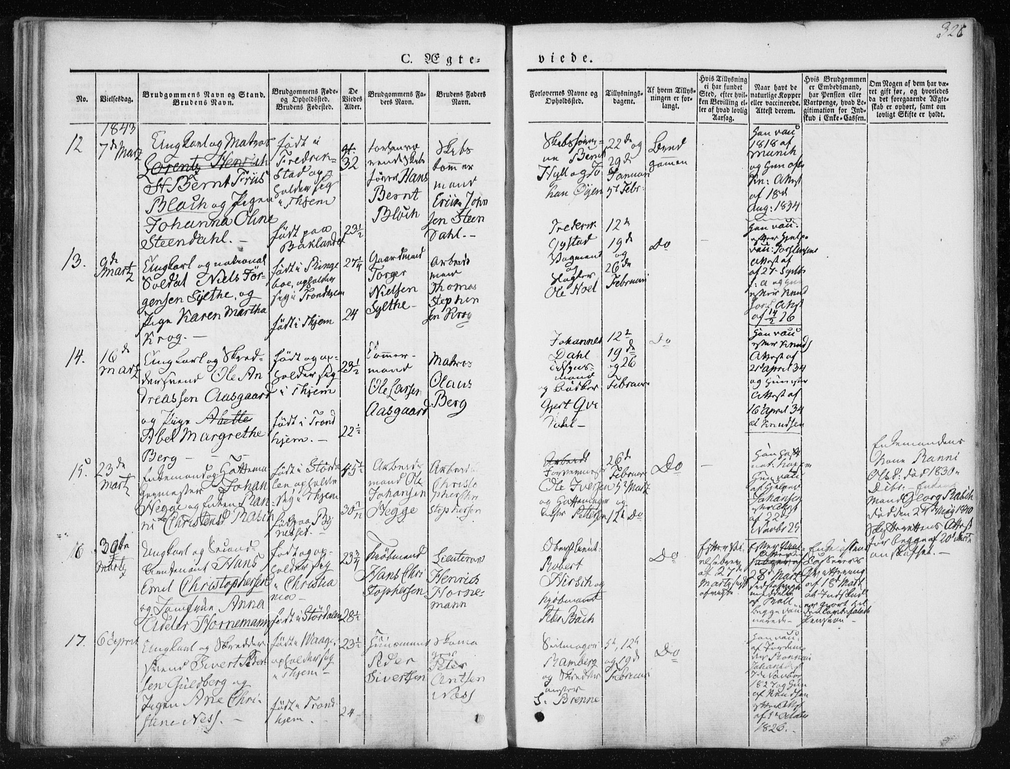 Ministerialprotokoller, klokkerbøker og fødselsregistre - Sør-Trøndelag, SAT/A-1456/601/L0049: Parish register (official) no. 601A17, 1839-1847, p. 326