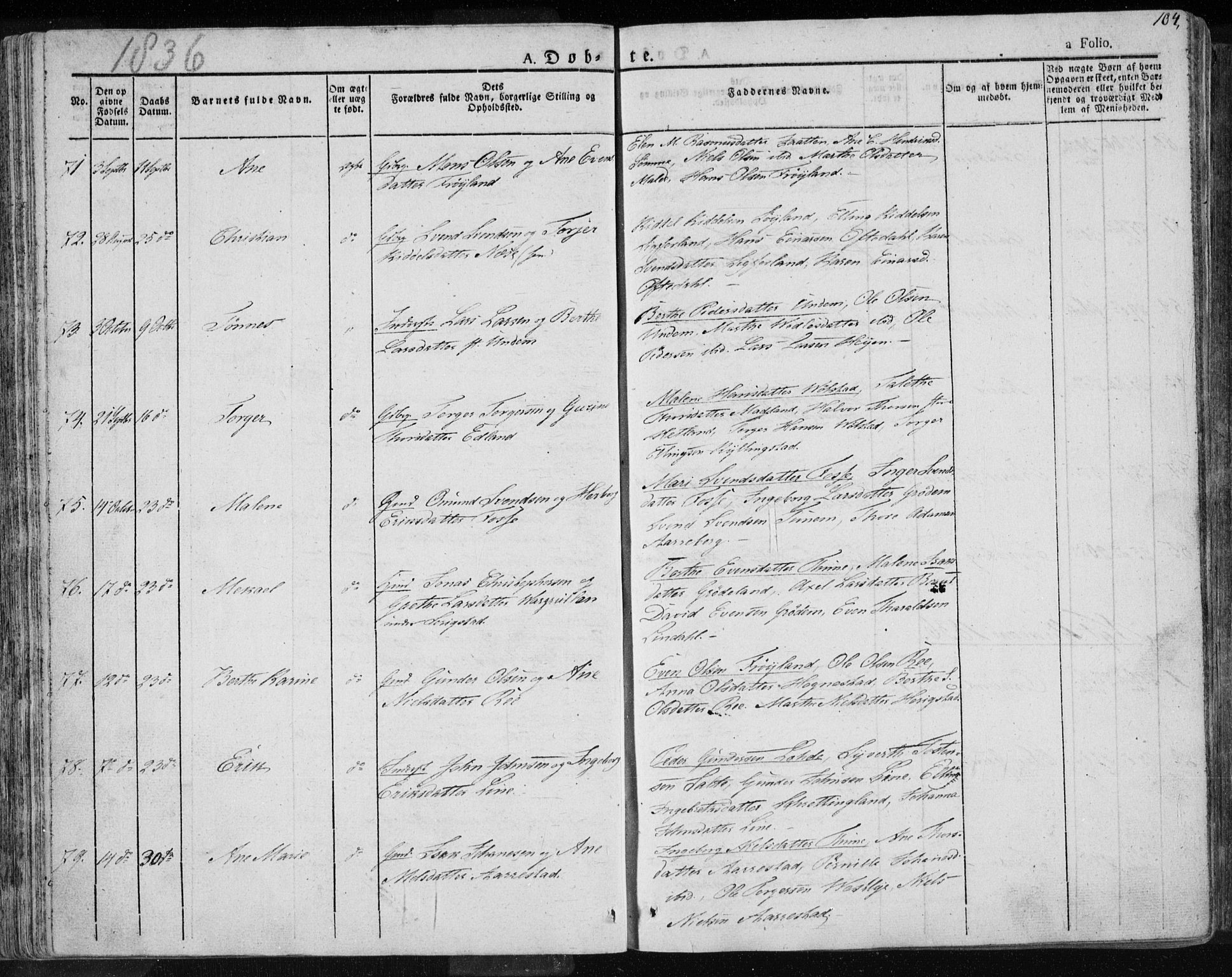 Lye sokneprestkontor, AV/SAST-A-101794/001/30BA/L0004: Parish register (official) no. A 4, 1826-1841, p. 104