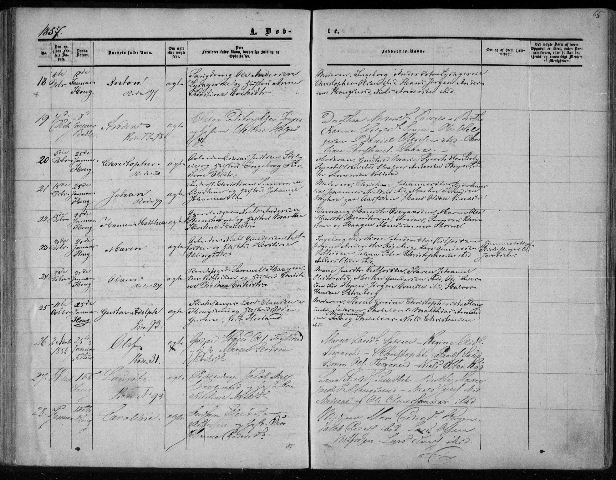 Eiker kirkebøker, AV/SAKO-A-4/F/Fa/L0015a: Parish register (official) no. I 15A, 1854-1860, p. 65