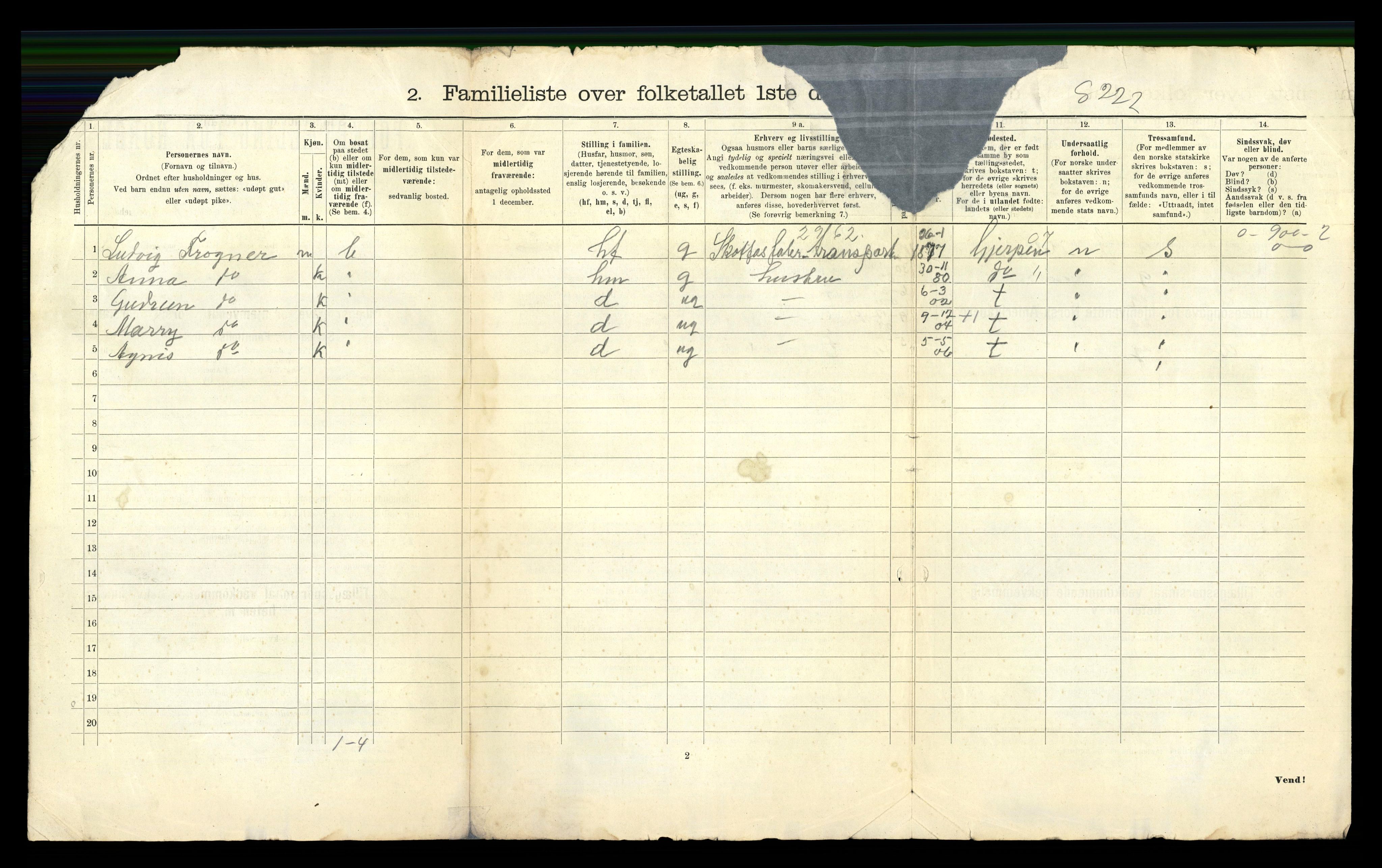 RA, 1910 census for Skien, 1910, p. 2973