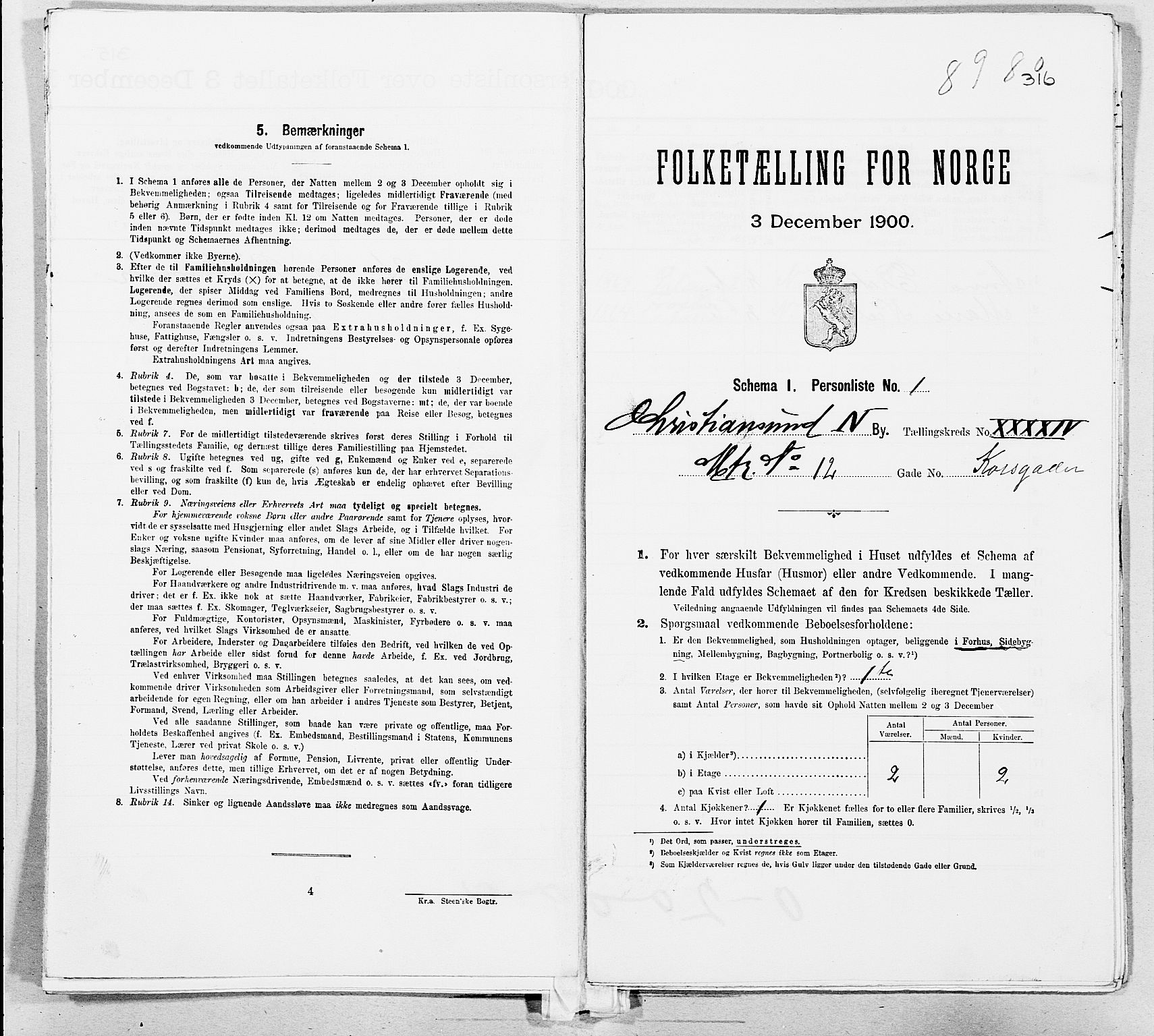 SAT, 1900 census for Kristiansund, 1900, p. 7628
