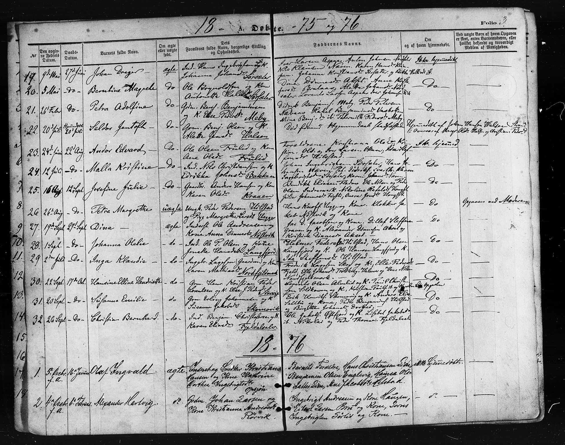 Ministerialprotokoller, klokkerbøker og fødselsregistre - Nordland, AV/SAT-A-1459/814/L0225: Parish register (official) no. 814A06, 1875-1885, p. 3