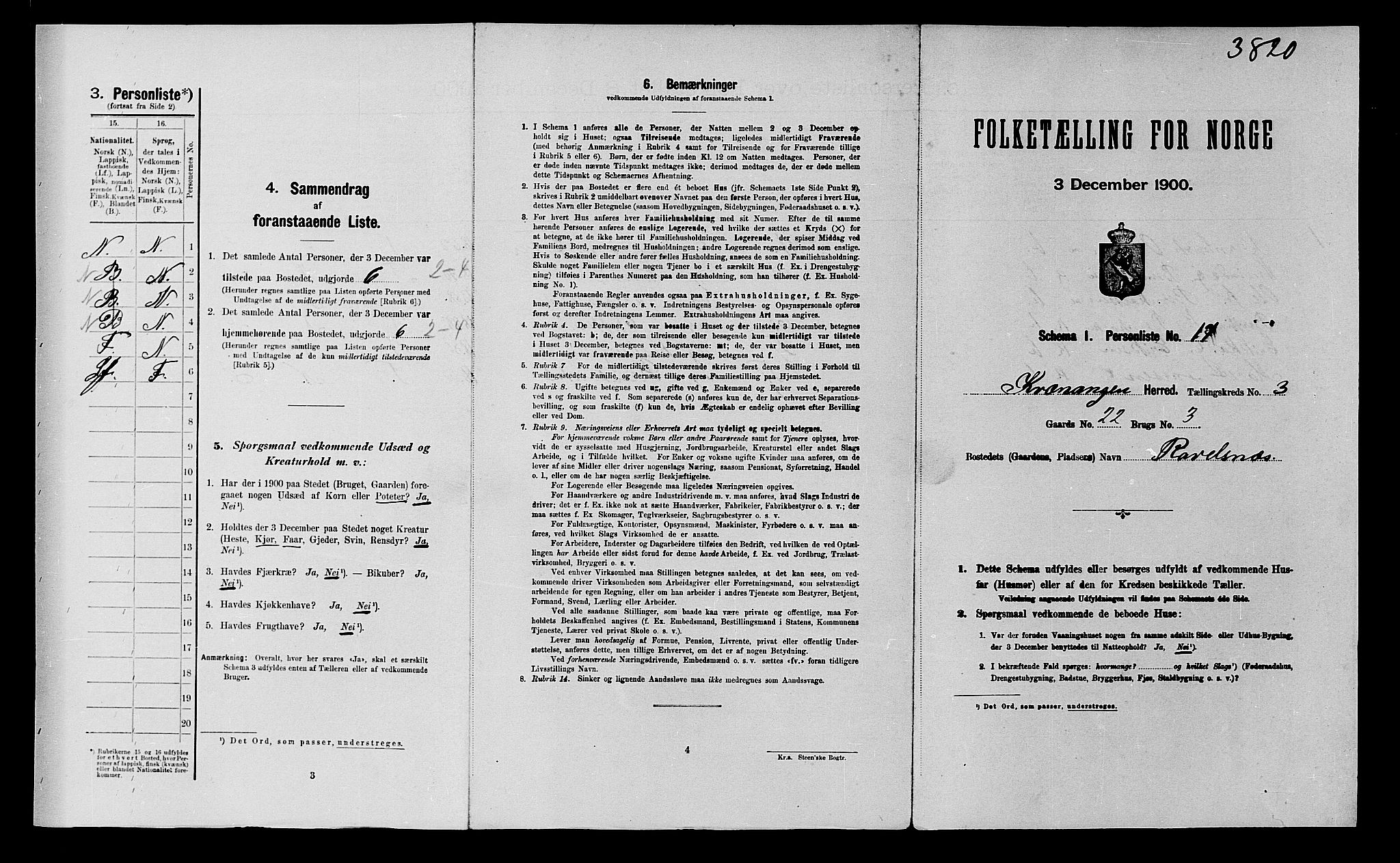 SATØ, 1900 census for Kvænangen, 1900, p. 285