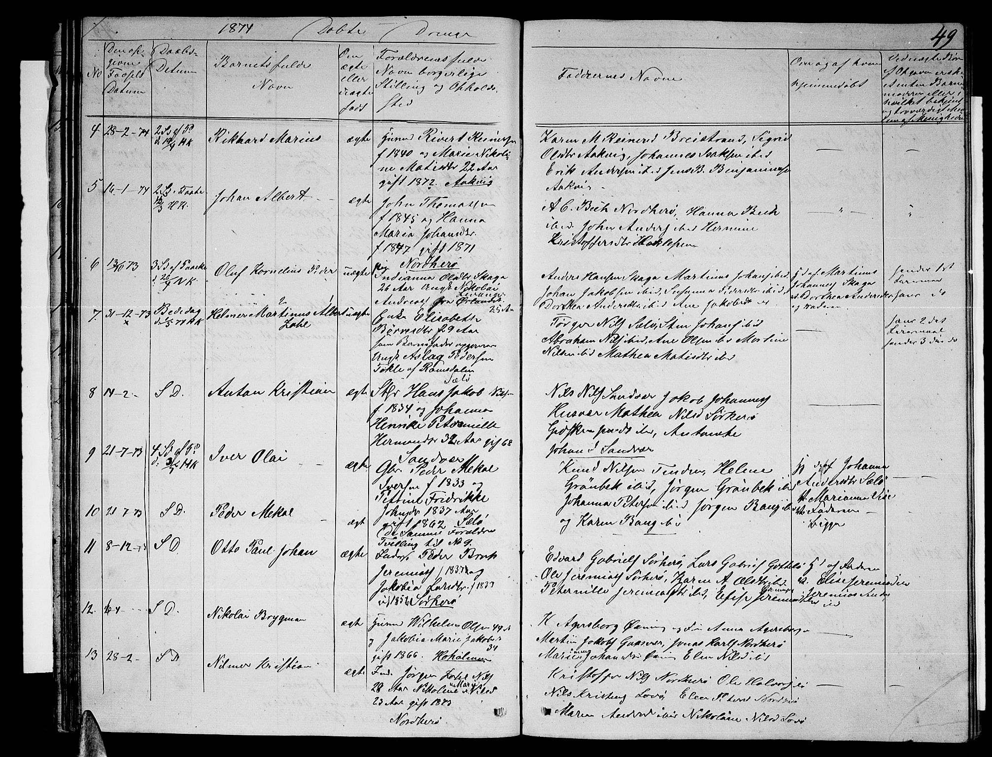 Ministerialprotokoller, klokkerbøker og fødselsregistre - Nordland, AV/SAT-A-1459/834/L0512: Parish register (copy) no. 834C03, 1862-1877, p. 49