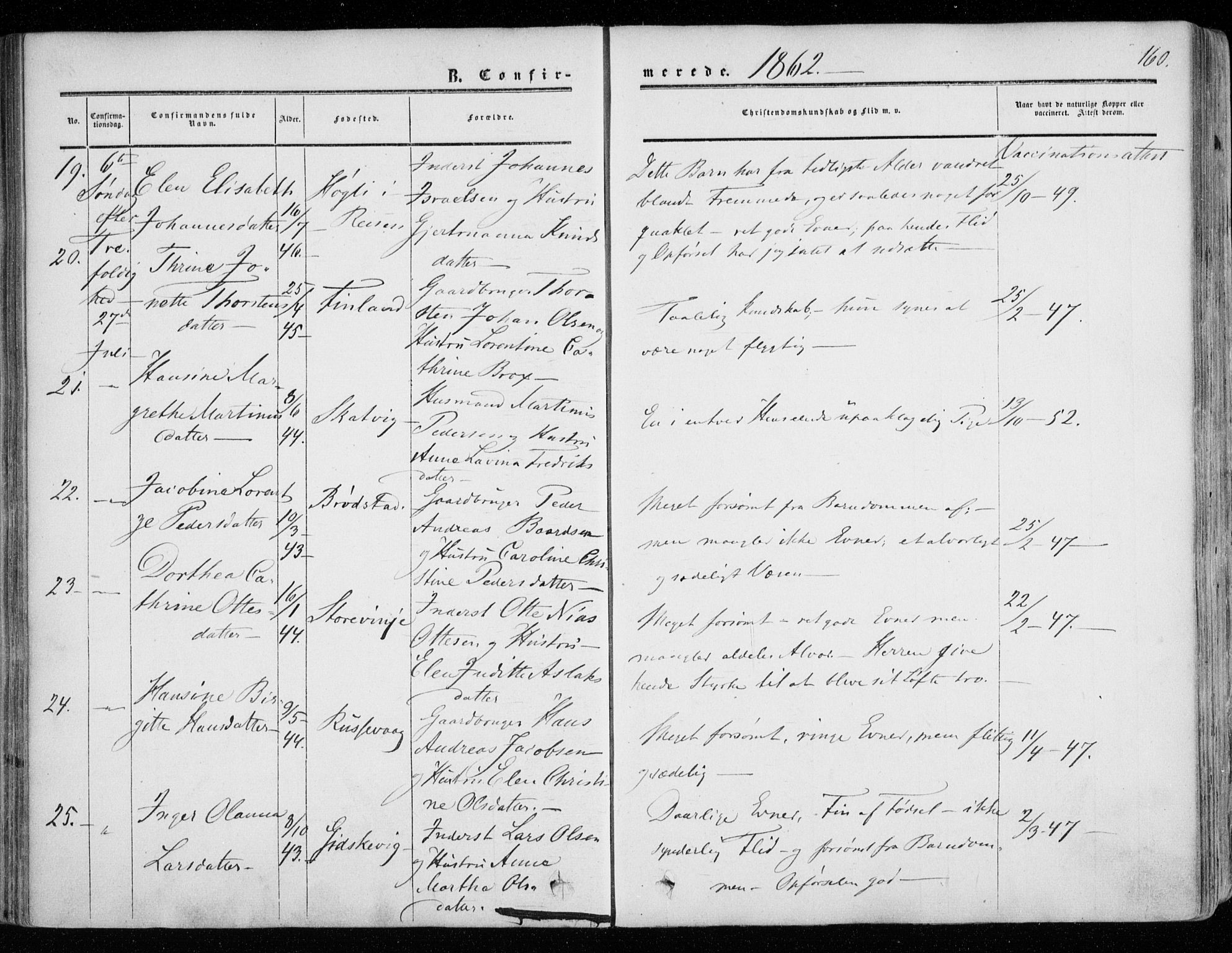 Tranøy sokneprestkontor, AV/SATØ-S-1313/I/Ia/Iaa/L0007kirke: Parish register (official) no. 7, 1856-1866, p. 160