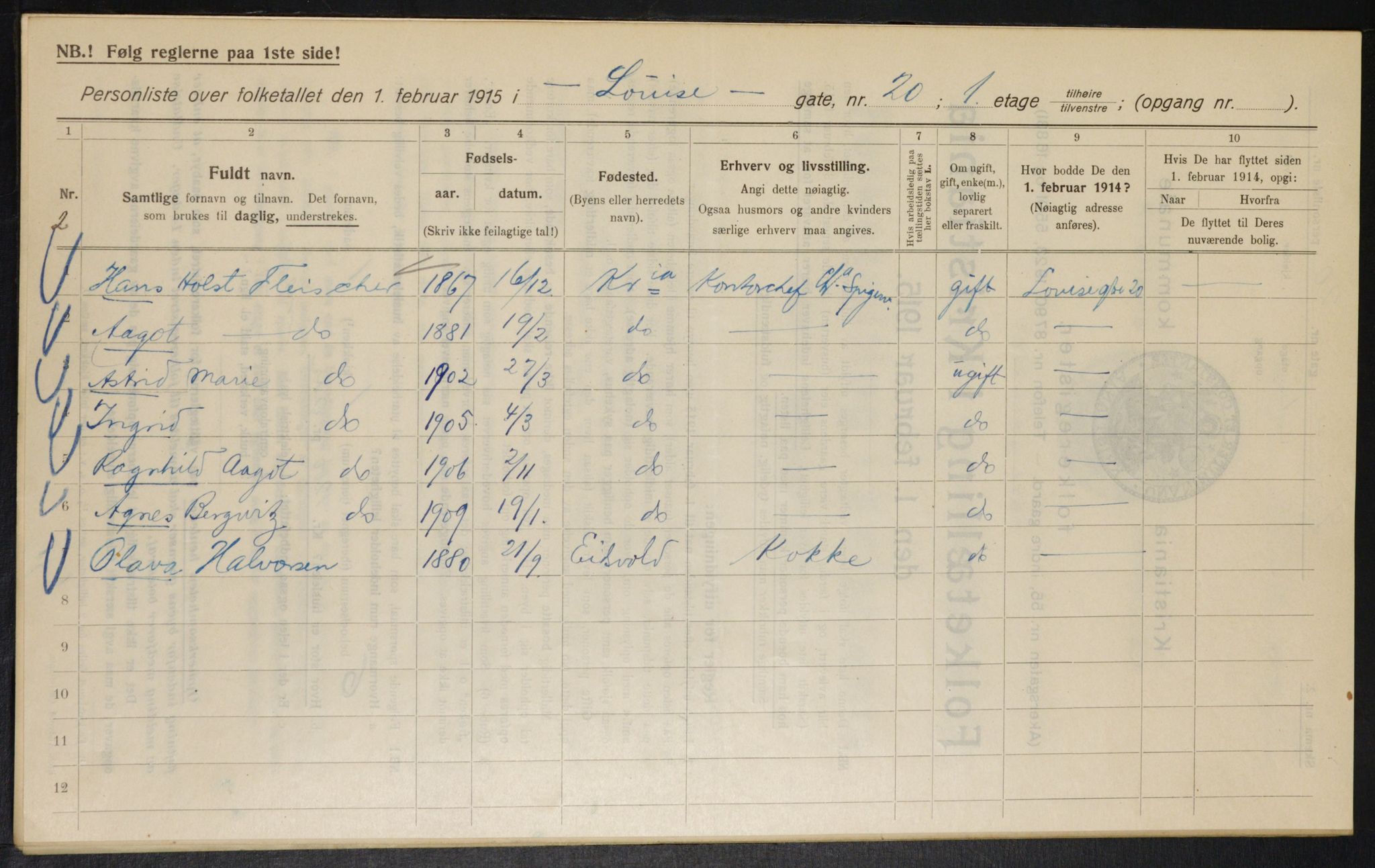 OBA, Municipal Census 1915 for Kristiania, 1915, p. 57794