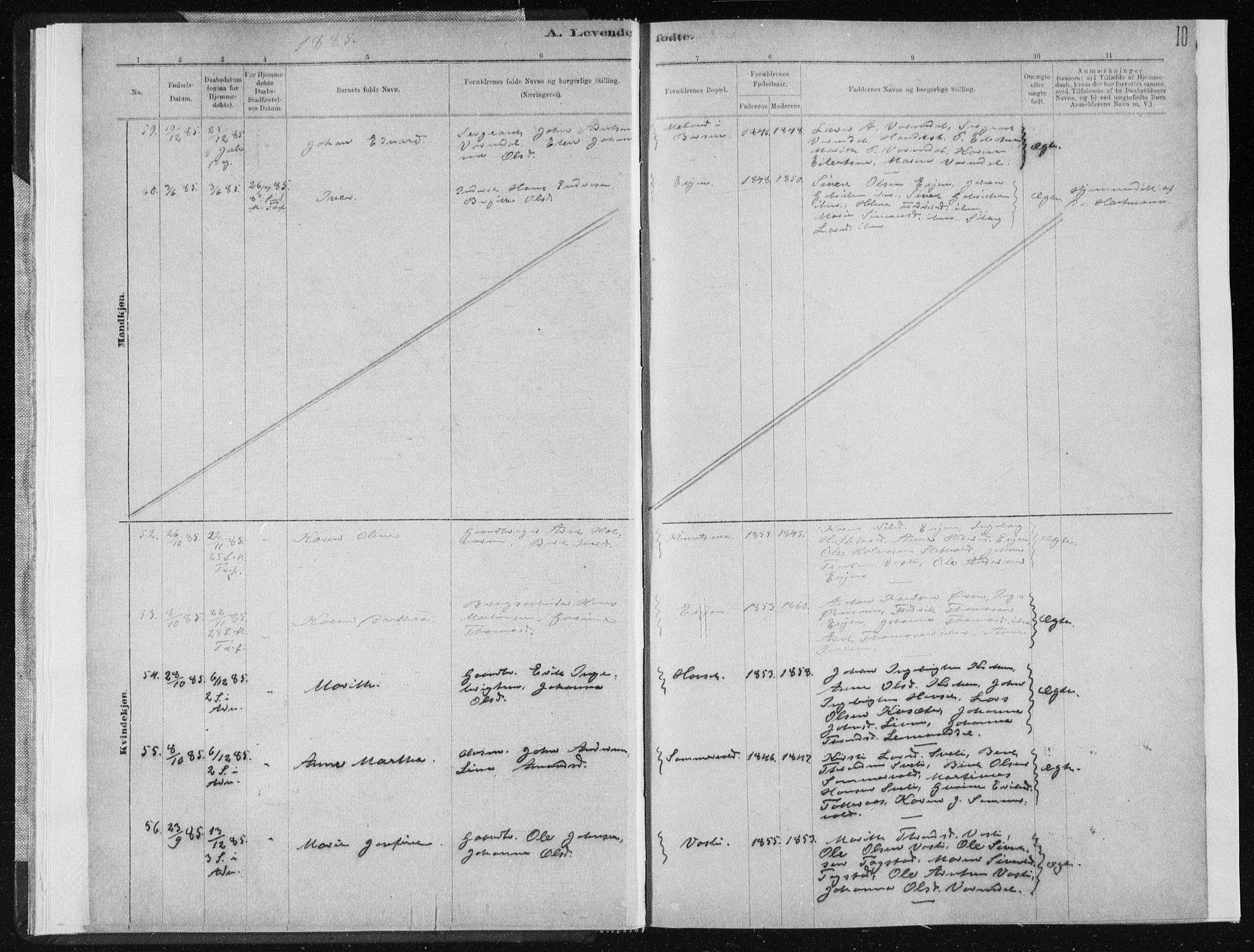 Ministerialprotokoller, klokkerbøker og fødselsregistre - Sør-Trøndelag, AV/SAT-A-1456/668/L0818: Parish register (copy) no. 668C07, 1885-1898, p. 10