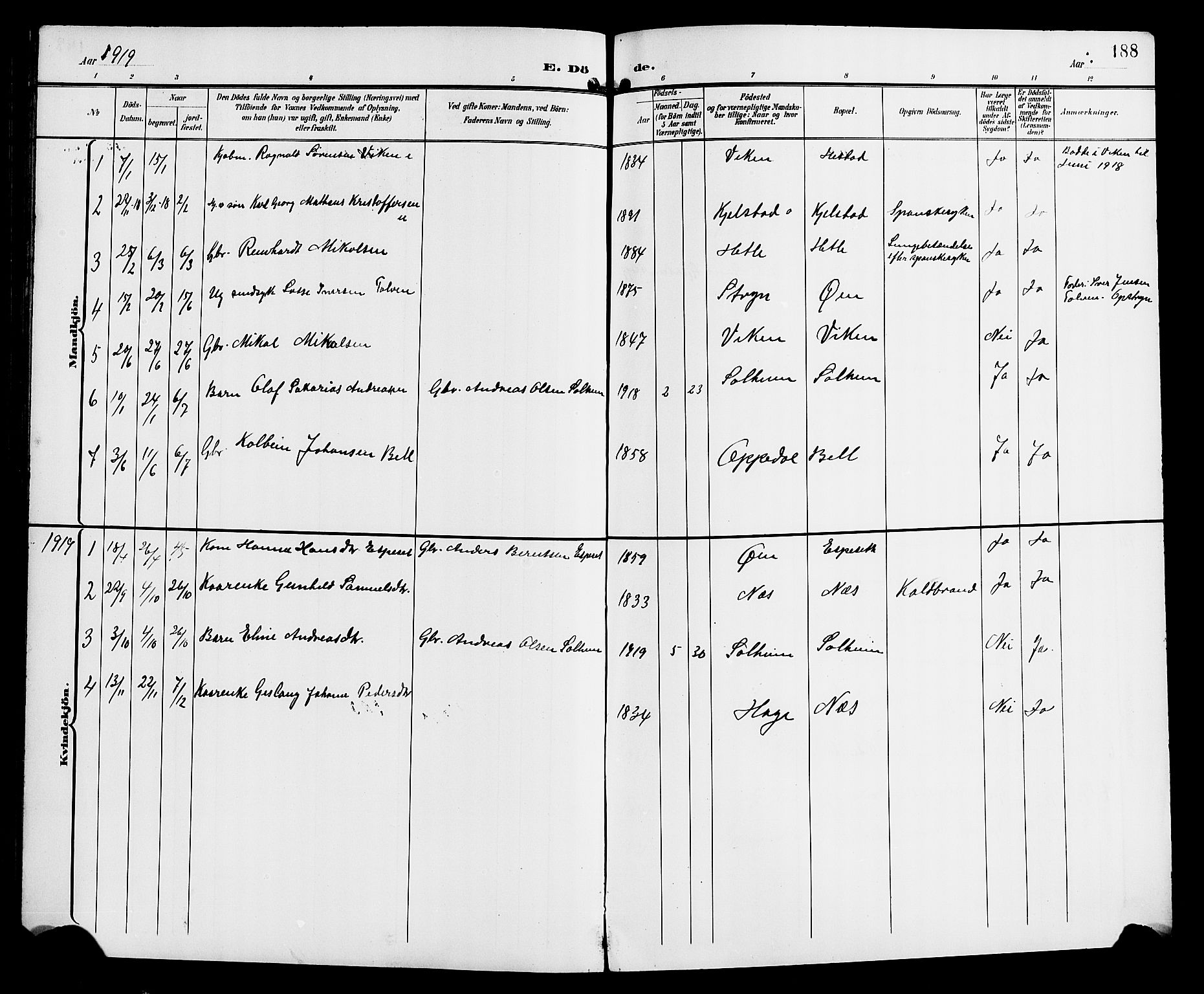 Gaular sokneprestembete, AV/SAB-A-80001/H/Hab: Parish register (copy) no. C 4, 1895-1920, p. 188