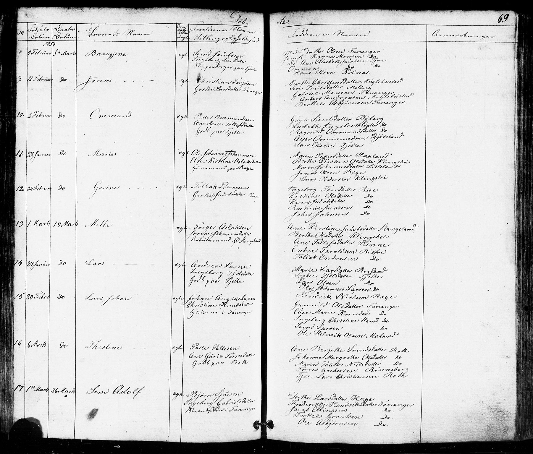 Håland sokneprestkontor, AV/SAST-A-101802/001/30BB/L0002: Parish register (copy) no. B 2, 1845-1872, p. 69