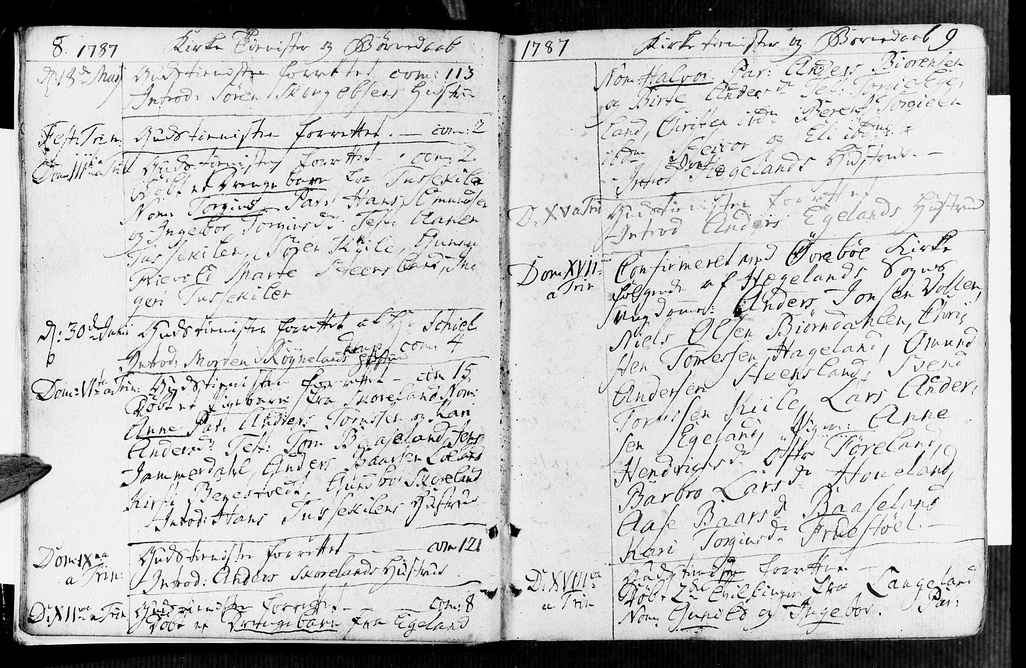 Vennesla sokneprestkontor, AV/SAK-1111-0045/Fa/Faa/L0002: Parish register (official) no. A 2, 1785-1834, p. 8-9