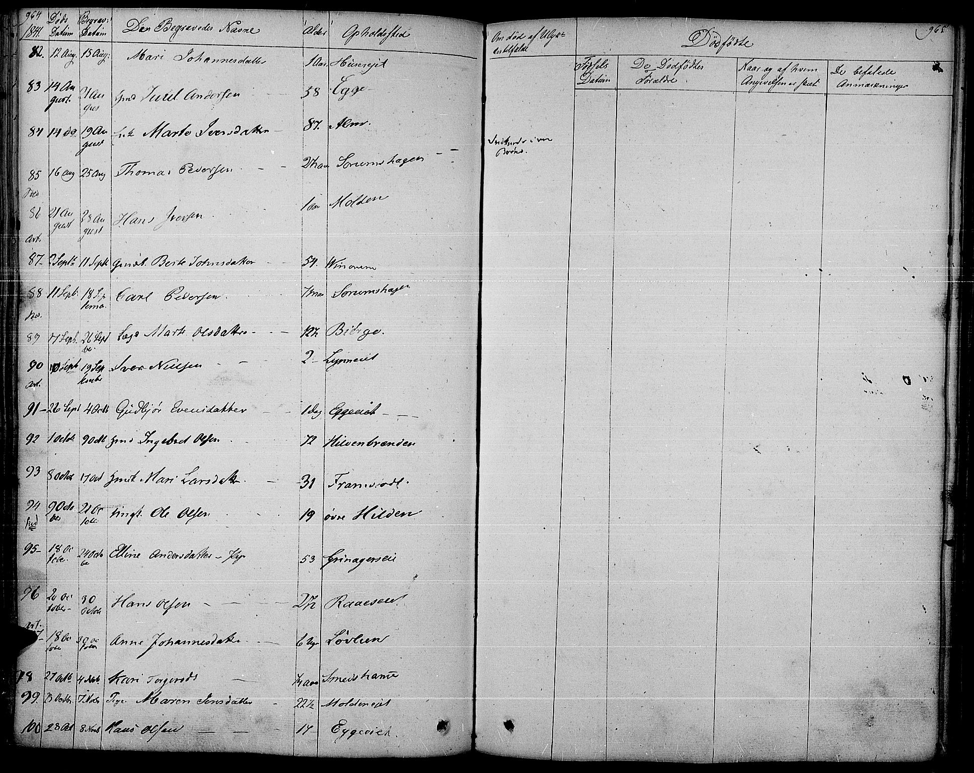 Gran prestekontor, SAH/PREST-112/H/Ha/Haa/L0010: Parish register (official) no. 10, 1824-1842, p. 964-965
