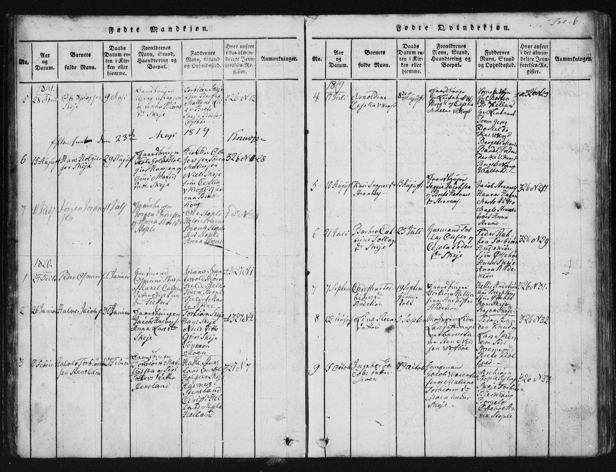 Vikedal sokneprestkontor, SAST/A-101840/01/V: Parish register (copy) no. B 2, 1816-1863, p. 6