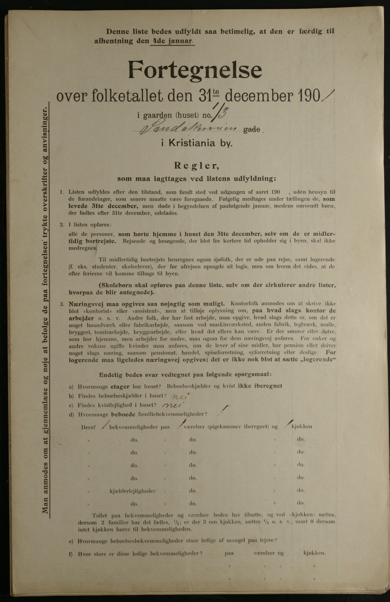 OBA, Municipal Census 1901 for Kristiania, 1901, p. 13335