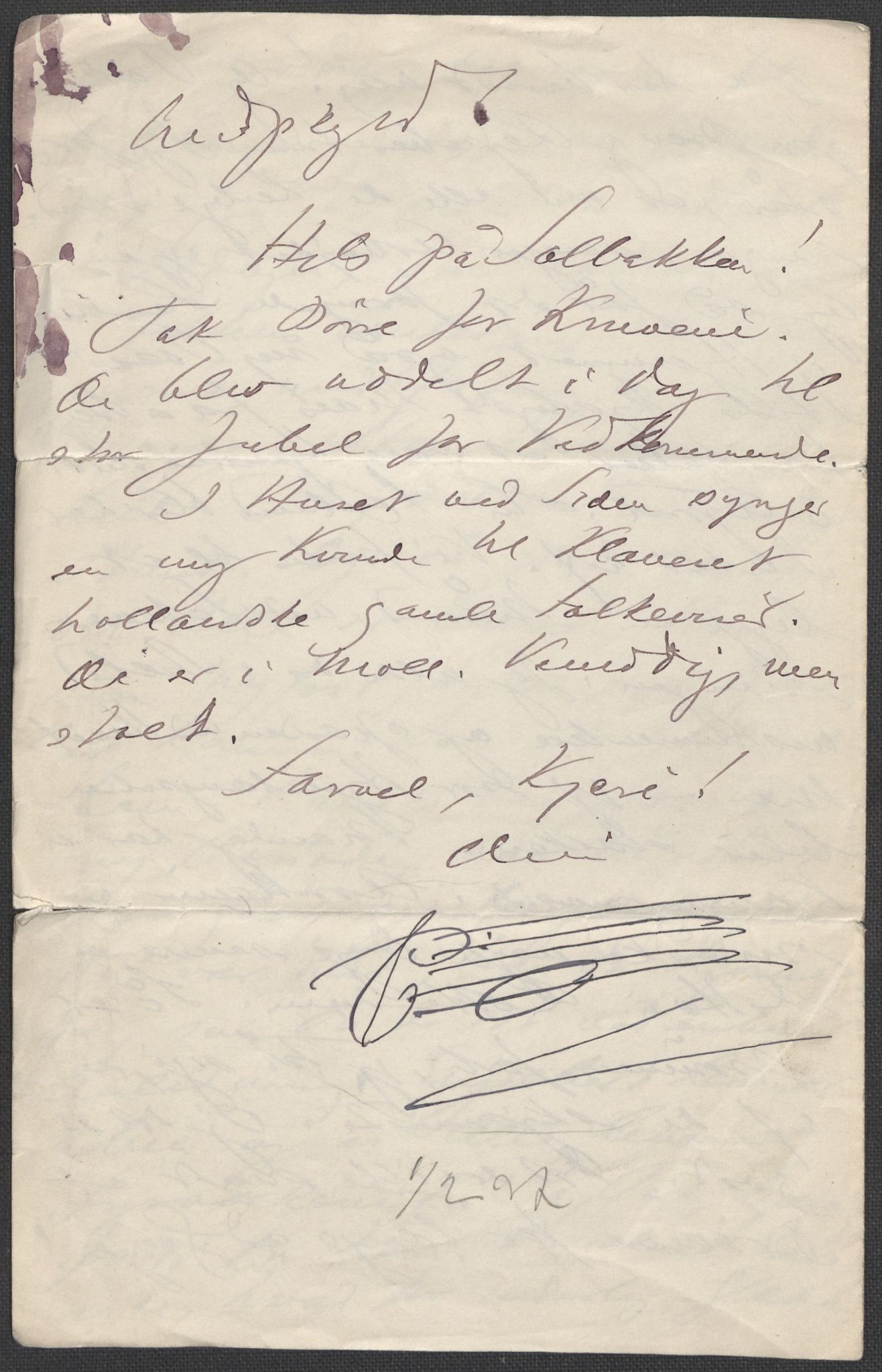 Beyer, Frants, AV/RA-PA-0132/F/L0001: Brev fra Edvard Grieg til Frantz Beyer og "En del optegnelser som kan tjene til kommentar til brevene" av Marie Beyer, 1872-1907, p. 498