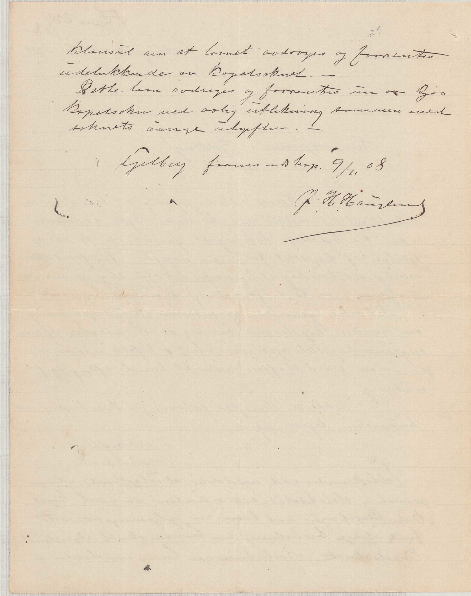 Finnaas kommune. Formannskapet, IKAH/1218a-021/D/Da/L0001/0006: Korrespondanse / saker / Kapellkyrkje på Løkling, 1906-1910, p. 30