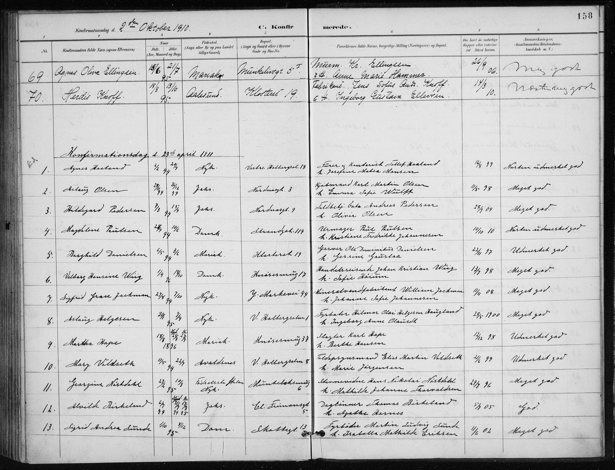 Nykirken Sokneprestembete, SAB/A-77101/H/Haa/L0028: Parish register (official) no. C 7, 1887-1913, p. 158