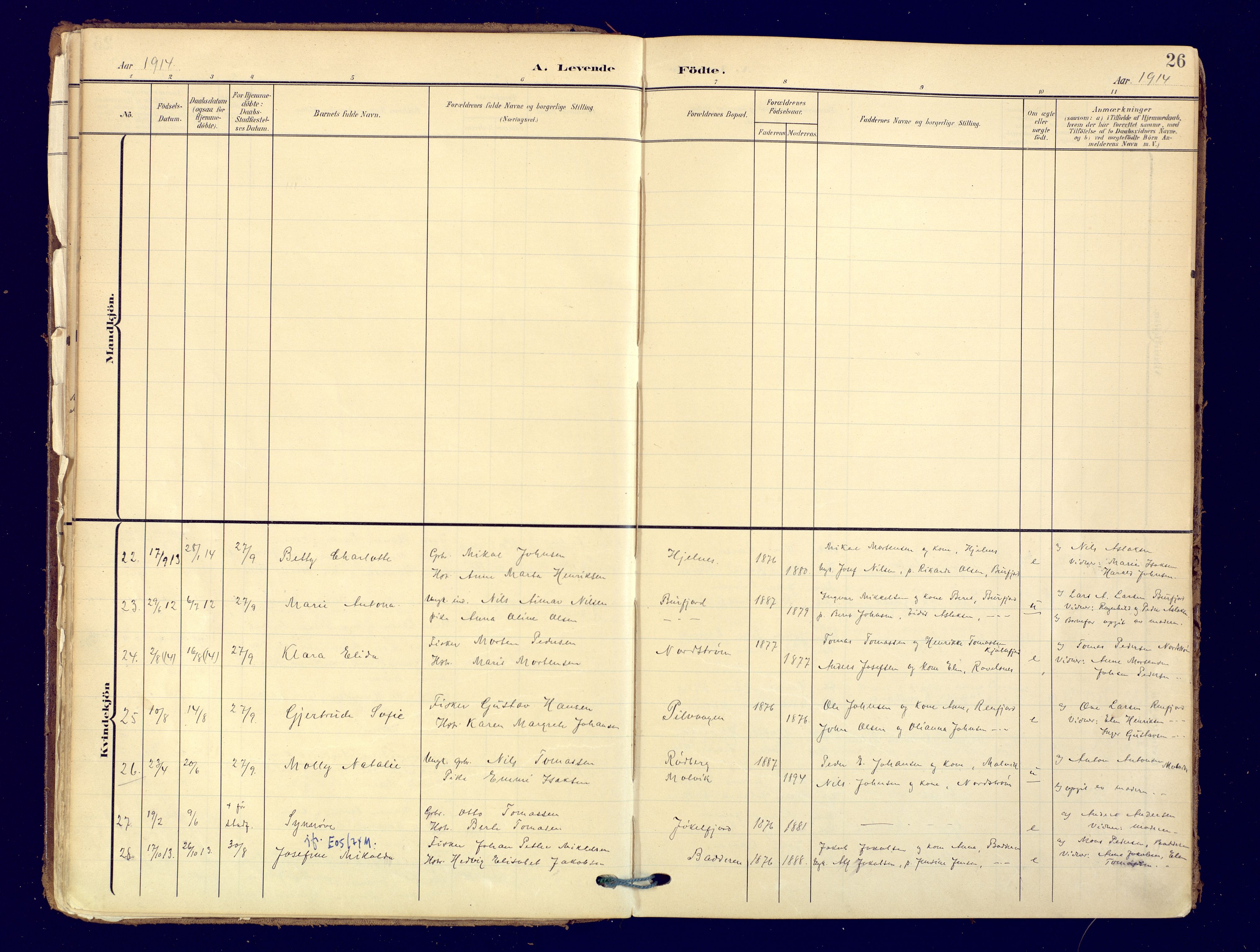 Skjervøy sokneprestkontor, AV/SATØ-S-1300/H/Ha/Haa: Parish register (official) no. 19, 1908-1936, p. 26