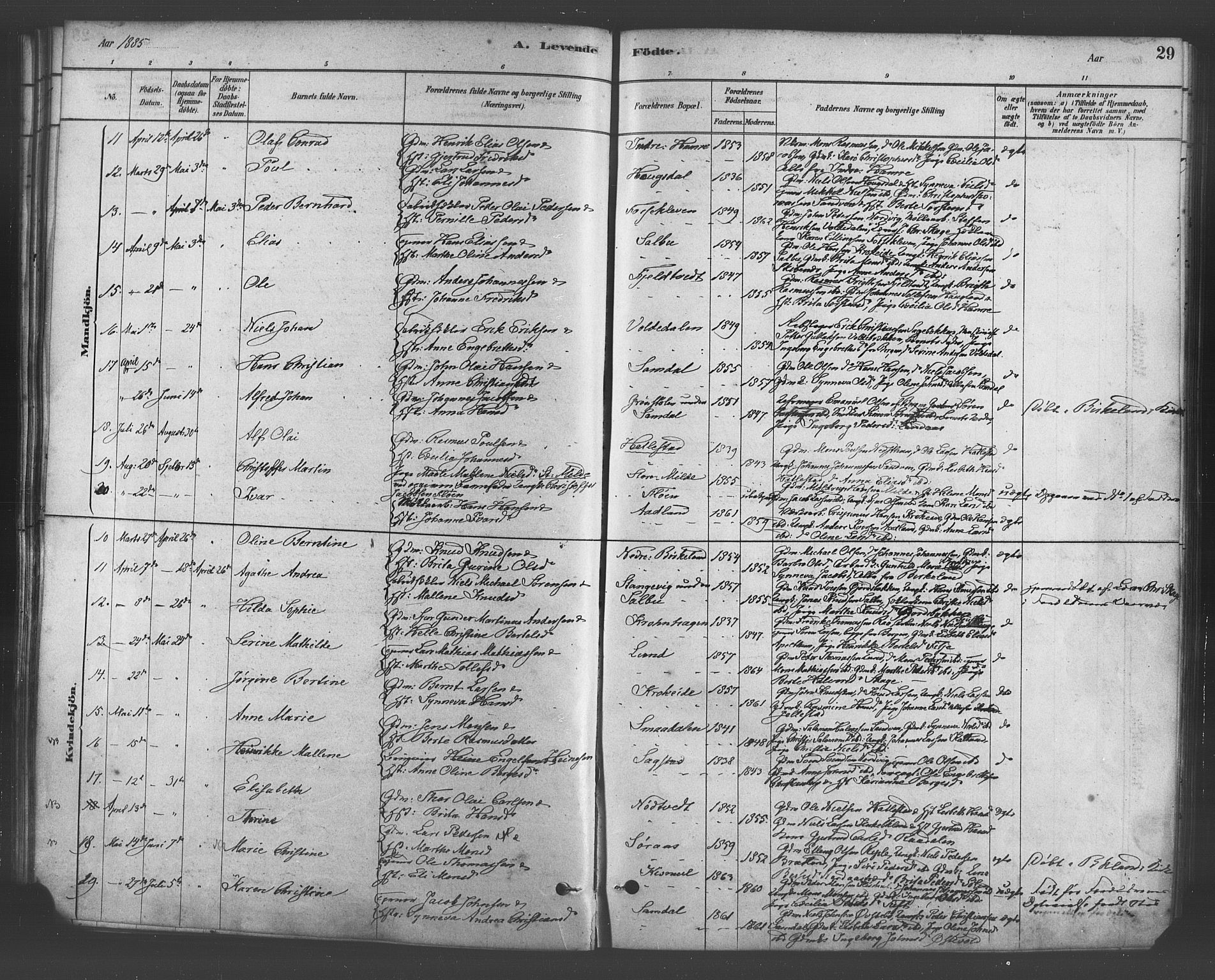 Fana Sokneprestembete, AV/SAB-A-75101/H/Haa/Haab/L0001: Parish register (official) no. B 1, 1878-1889, p. 29