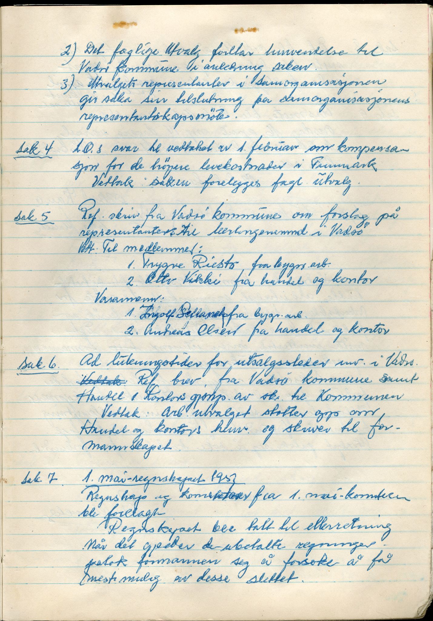 Vadsø Faglige Samorganisasjon, FMFB/A-1085/A/L0001: Styreprotokoll, 1951-1964, p. 28