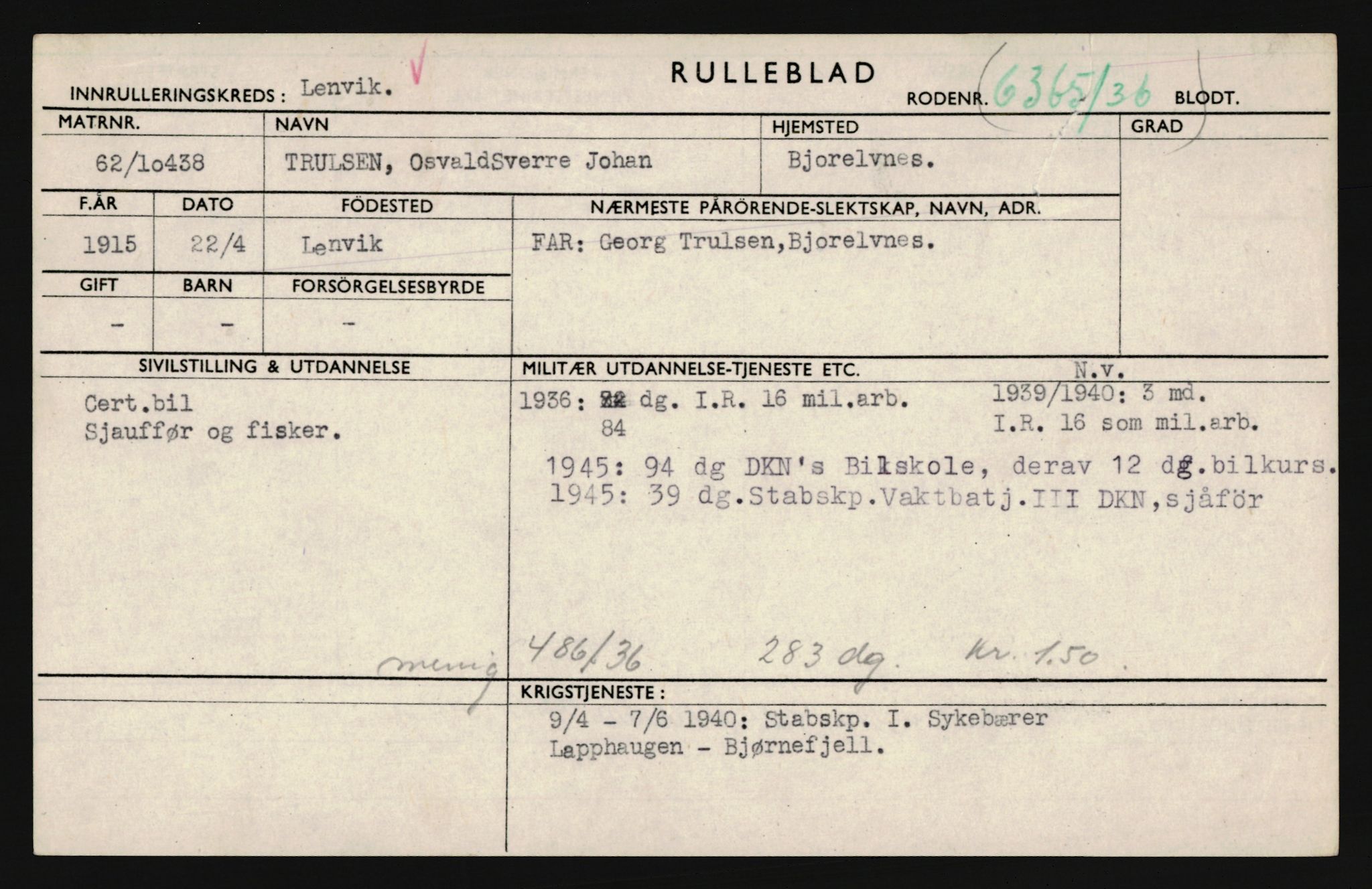 Forsvaret, Troms infanteriregiment nr. 16, AV/RA-RAFA-3146/P/Pa/L0020: Rulleblad for regimentets menige mannskaper, årsklasse 1936, 1936, p. 1303