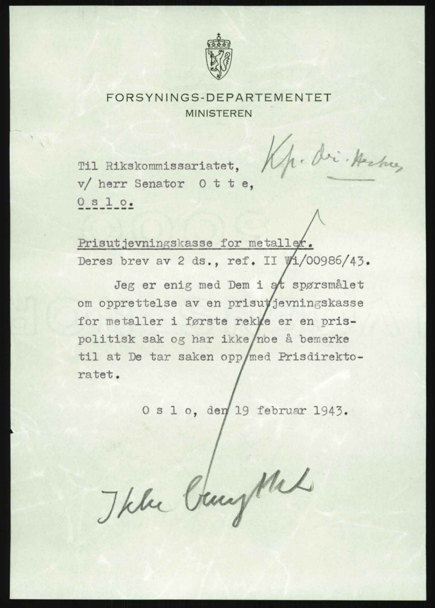 Direktoratet for industriforsyning, Sekretariatet, RA/S-4153/D/Df/L0054: 9. Metallkontoret, 1940-1945, p. 2581