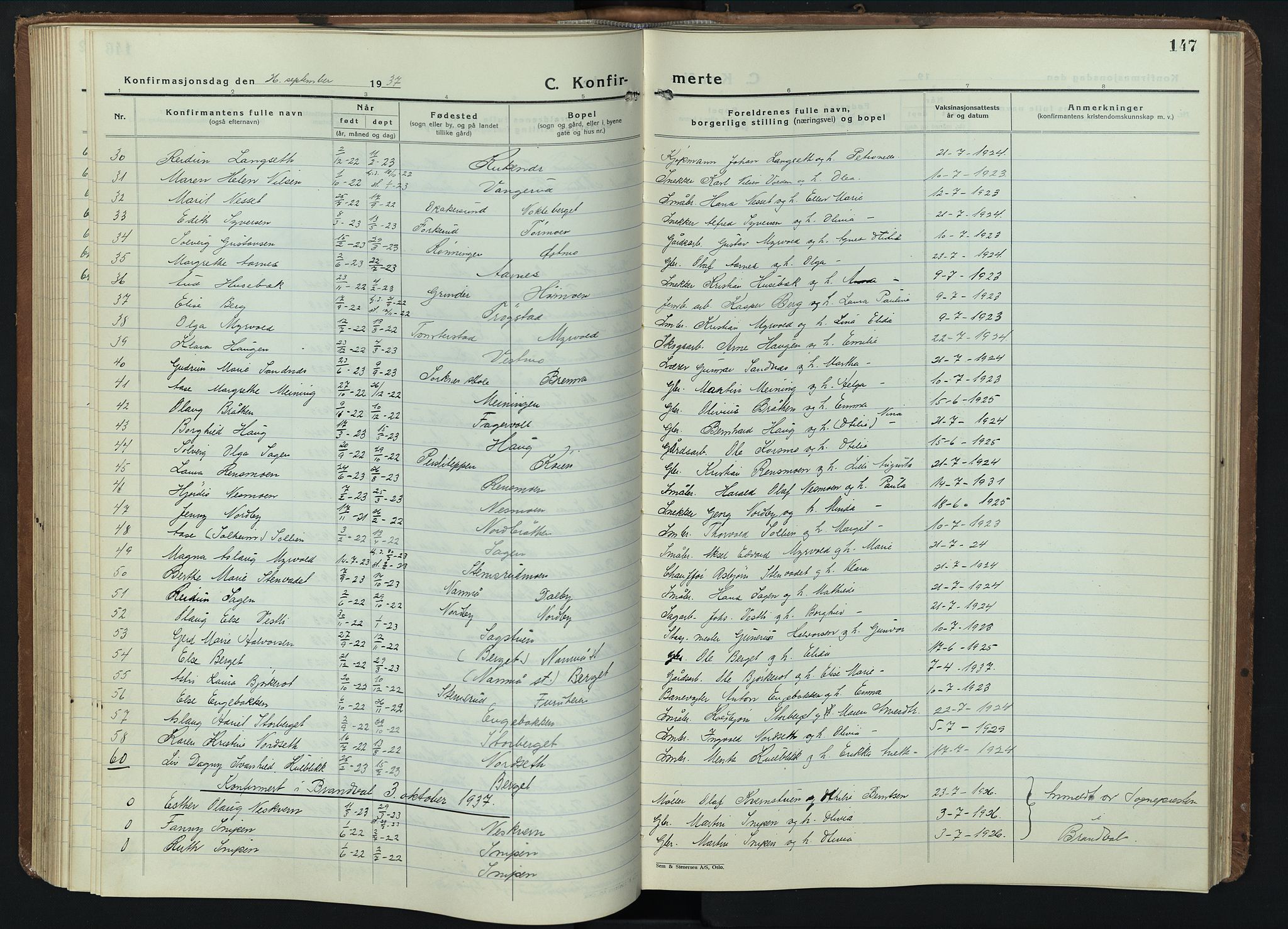 Grue prestekontor, AV/SAH-PREST-036/H/Ha/Hab/L0009: Parish register (copy) no. 9, 1935-1955, p. 147