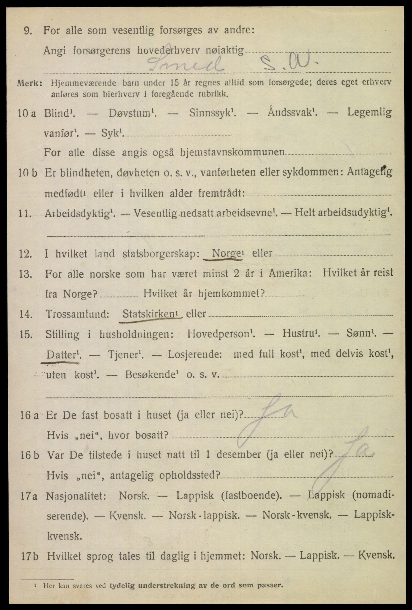 SAT, 1920 census for Bindal, 1920, p. 3310