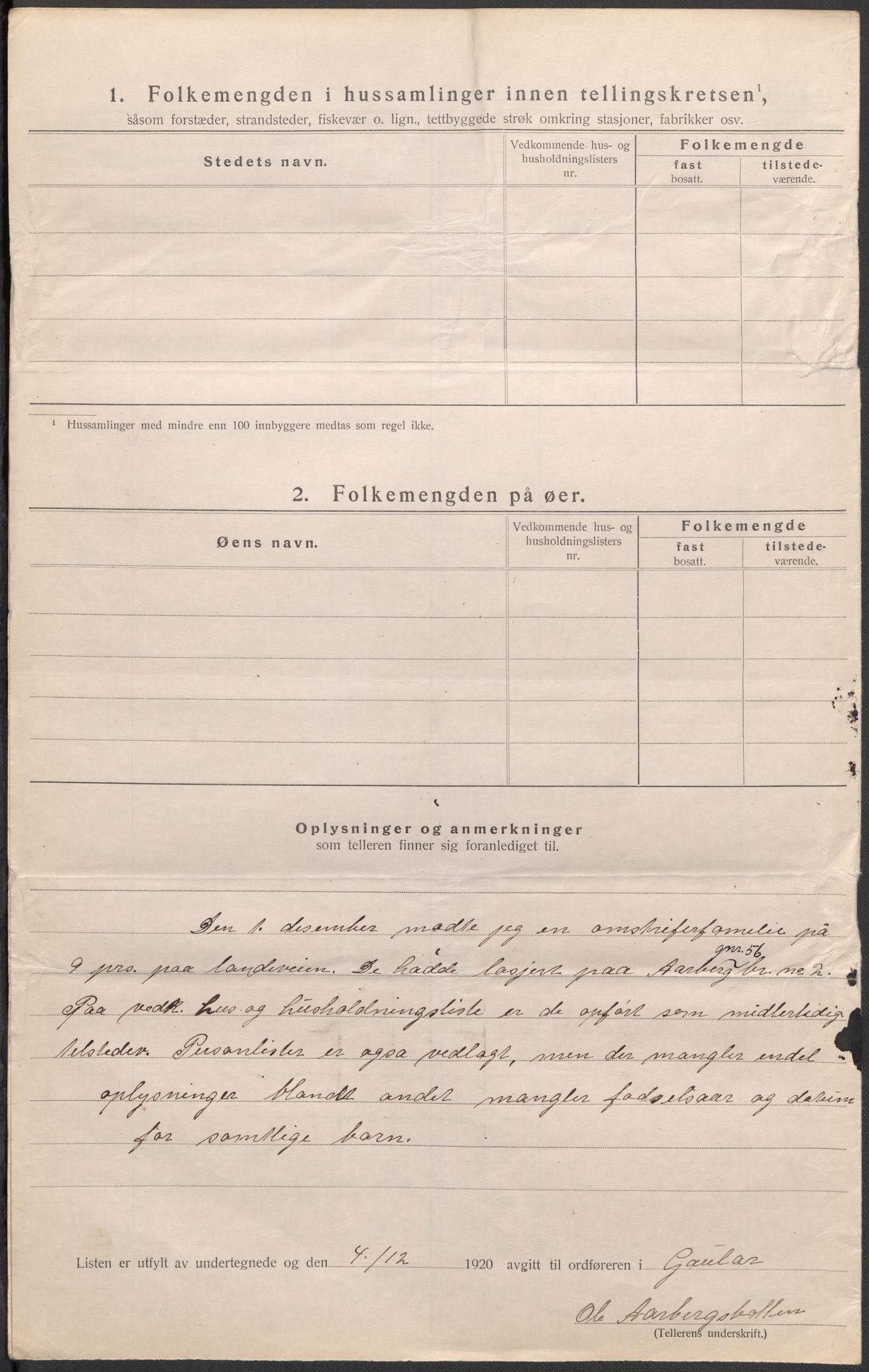 SAB, 1920 census for Gaular, 1920, p. 27