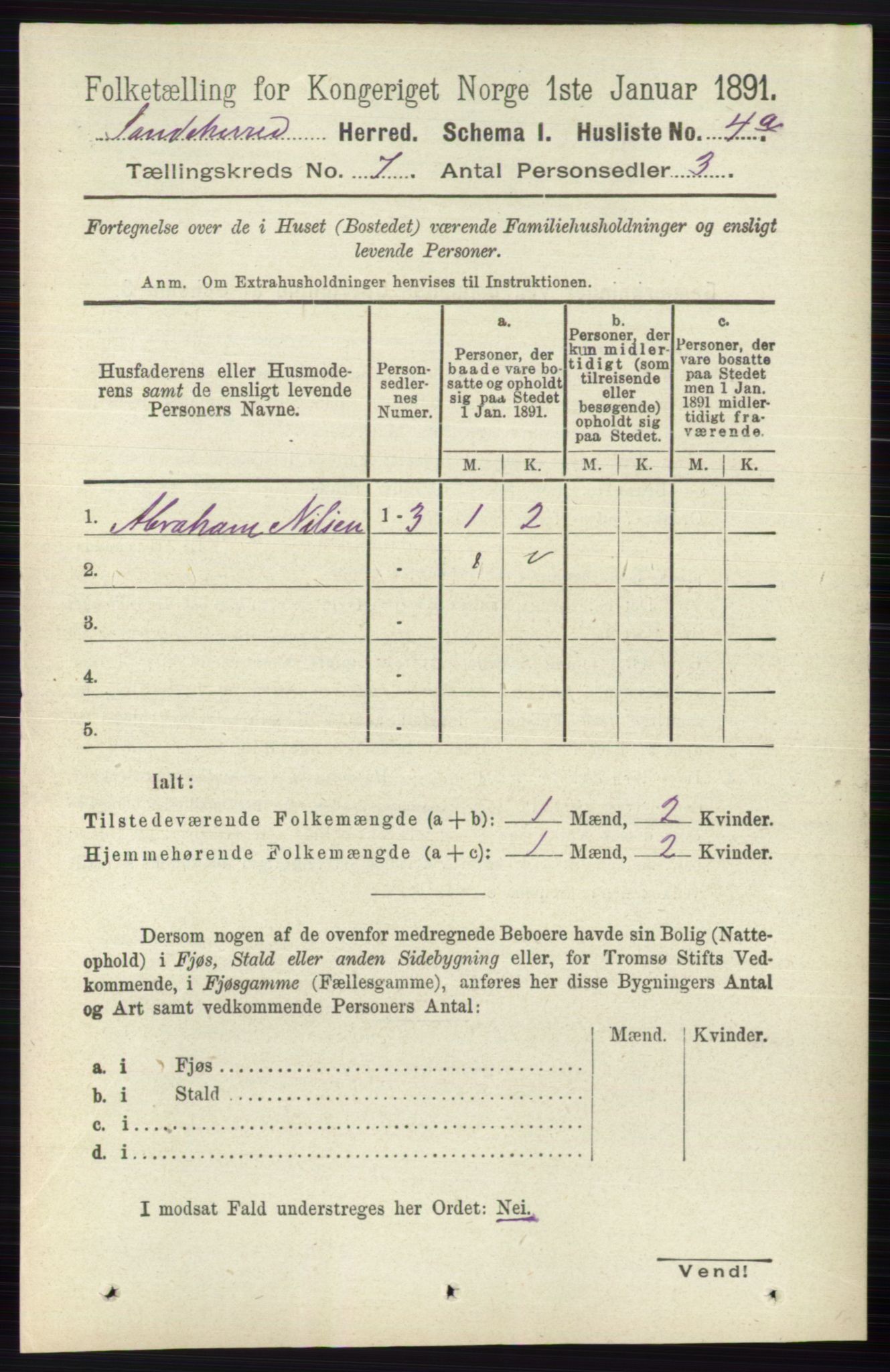 RA, 1891 census for 0724 Sandeherred, 1891, p. 3975