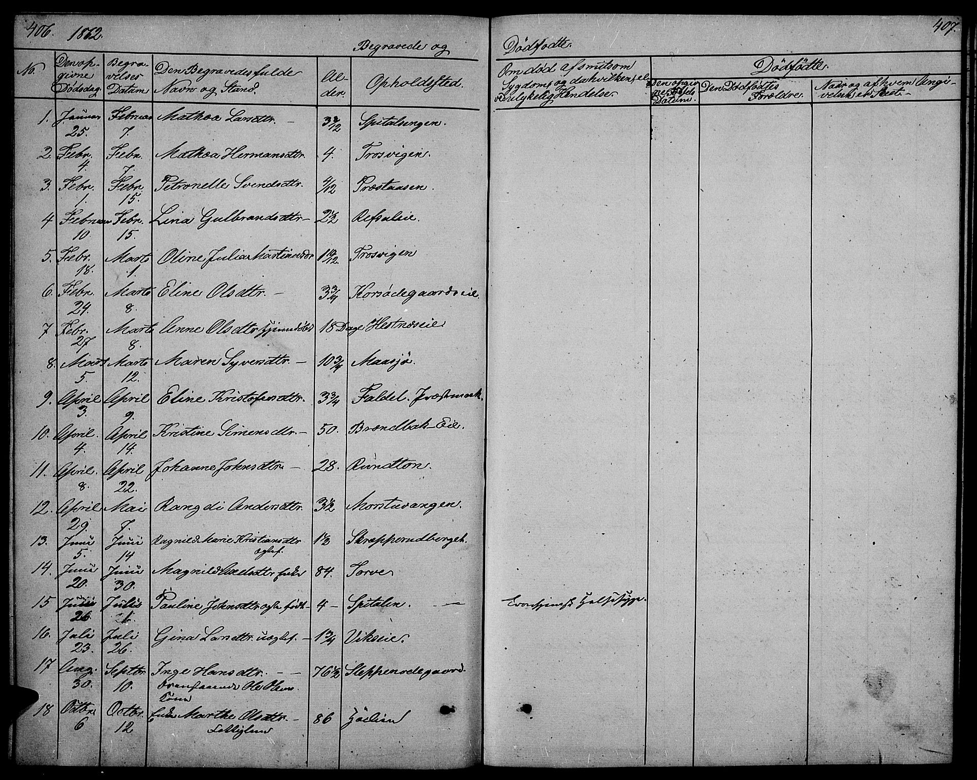 Stange prestekontor, SAH/PREST-002/L/L0005: Parish register (copy) no. 5, 1861-1881, p. 406-407