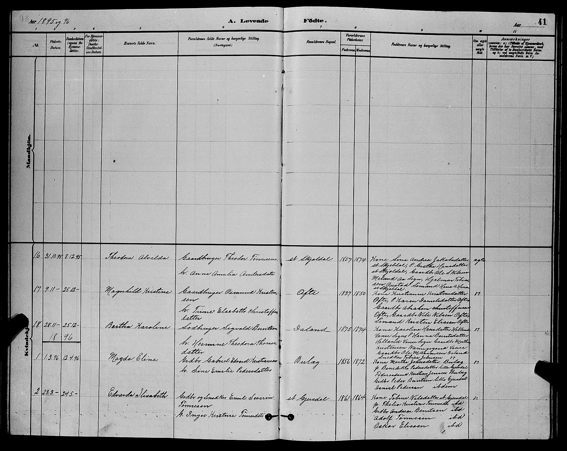 Herad sokneprestkontor, AV/SAK-1111-0018/F/Fb/Fba/L0004: Parish register (copy) no. B 4, 1882-1899, p. 41