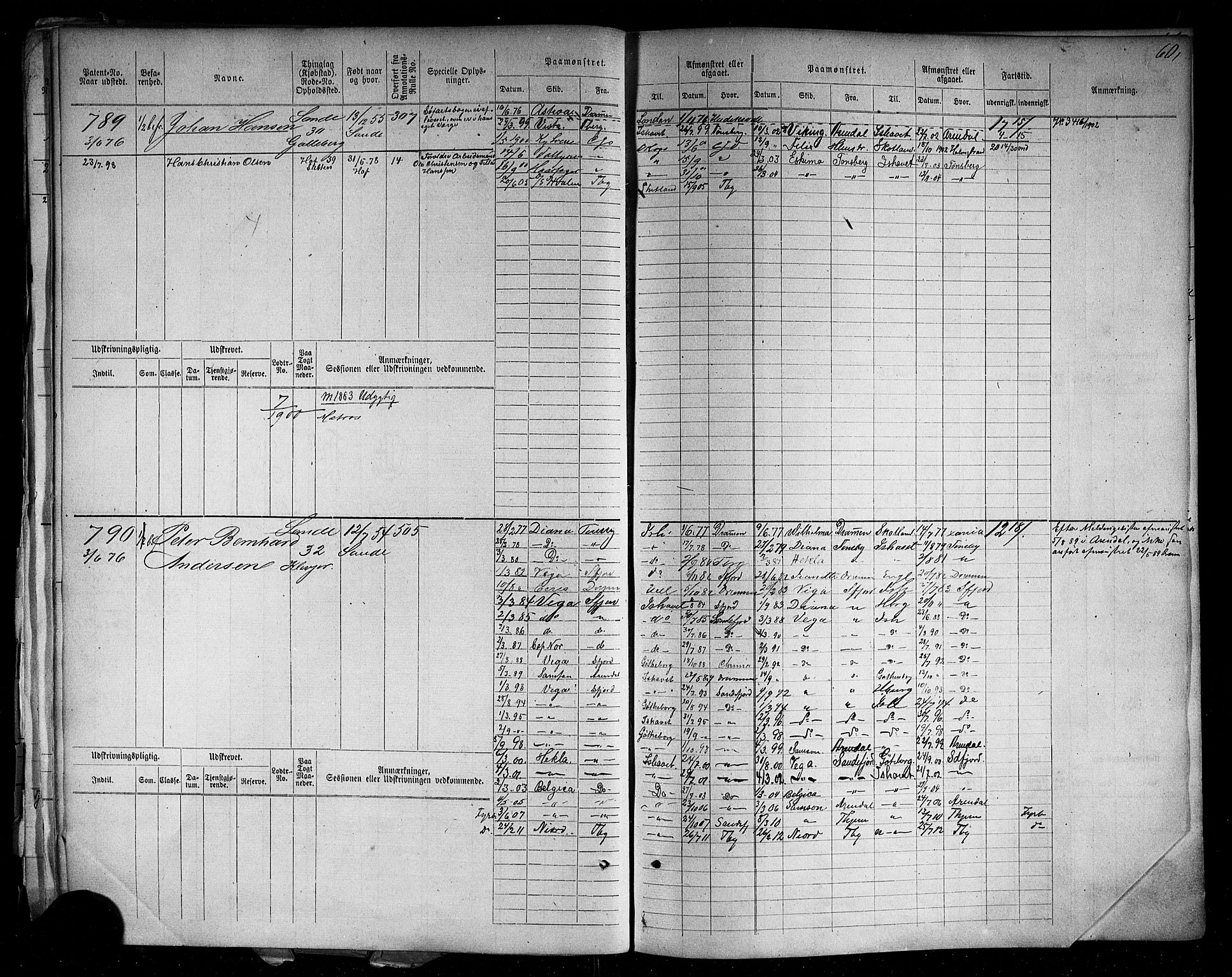 Holmestrand innrulleringskontor, AV/SAKO-A-1151/F/Fc/L0004: Hovedrulle, 1872-1913, p. 97