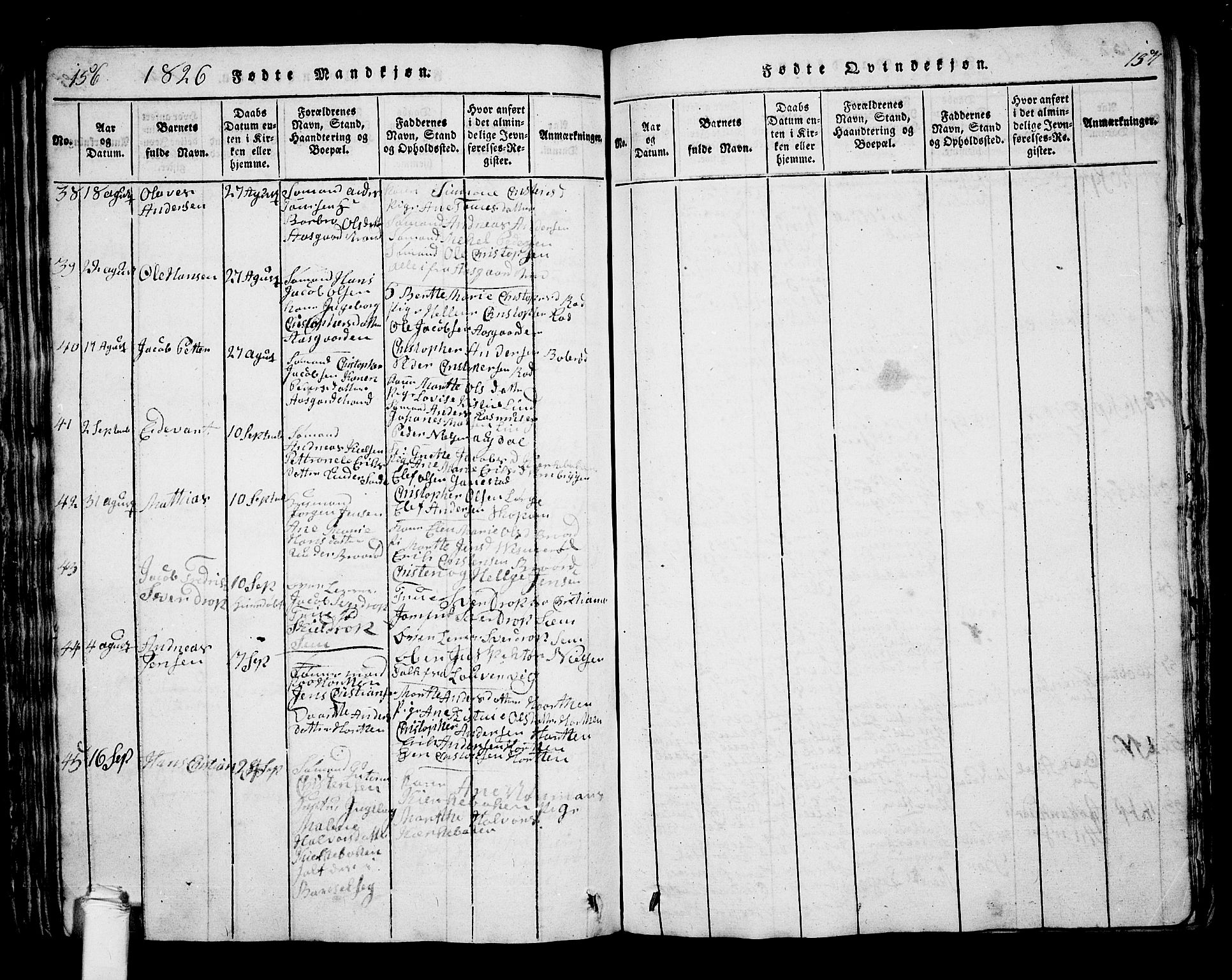 Borre kirkebøker, AV/SAKO-A-338/G/Ga/L0001: Parish register (copy) no. I 1, 1815-1851, p. 156-157