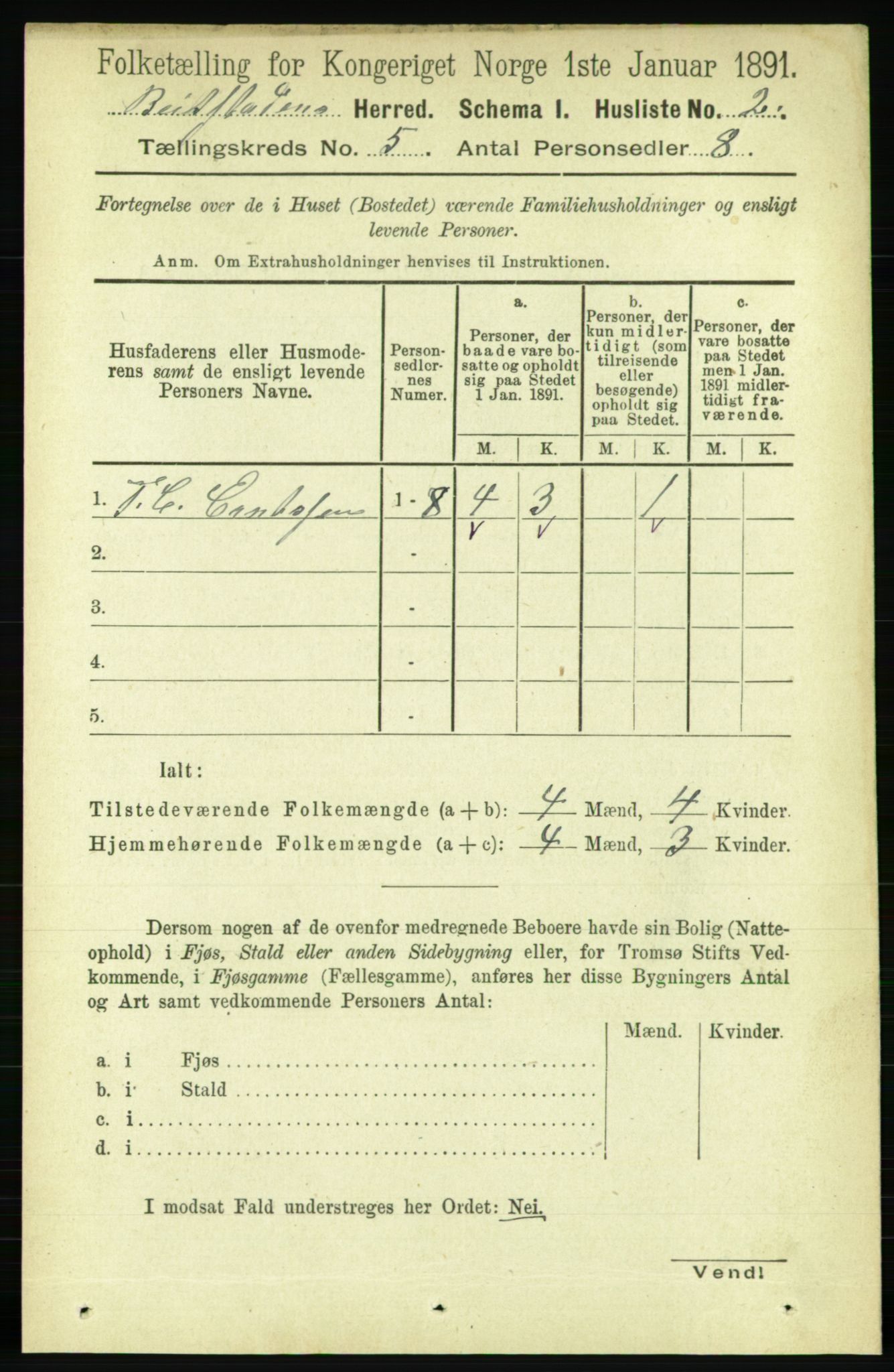 RA, 1891 census for 1727 Beitstad, 1891, p. 1205