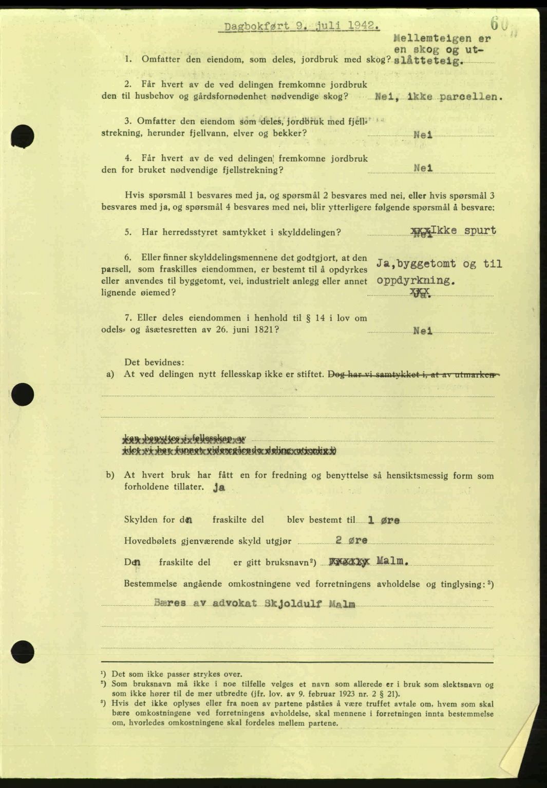 Steigen og Ofoten sorenskriveri, AV/SAT-A-0030/1/2/2C: Mortgage book no. A9-12, 1942-1946, Diary no: : 1531/1942