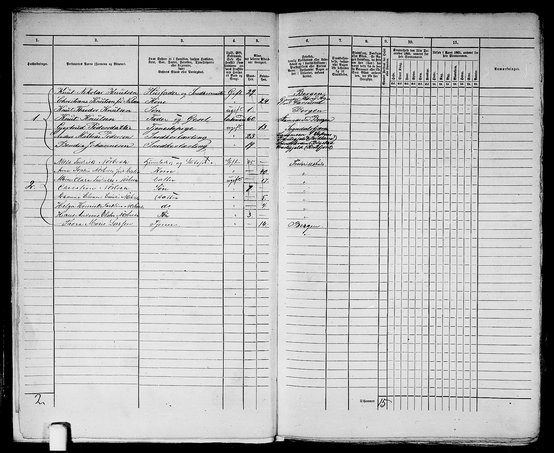 RA, 1865 census for Bergen, 1865, p. 553