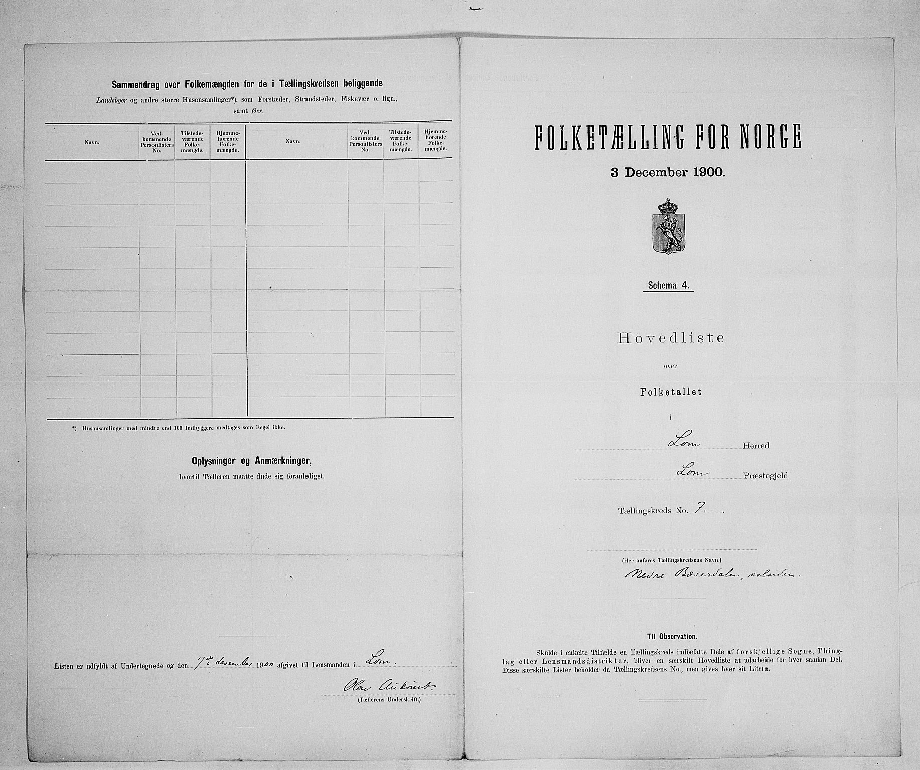 SAH, 1900 census for Lom, 1900, p. 30