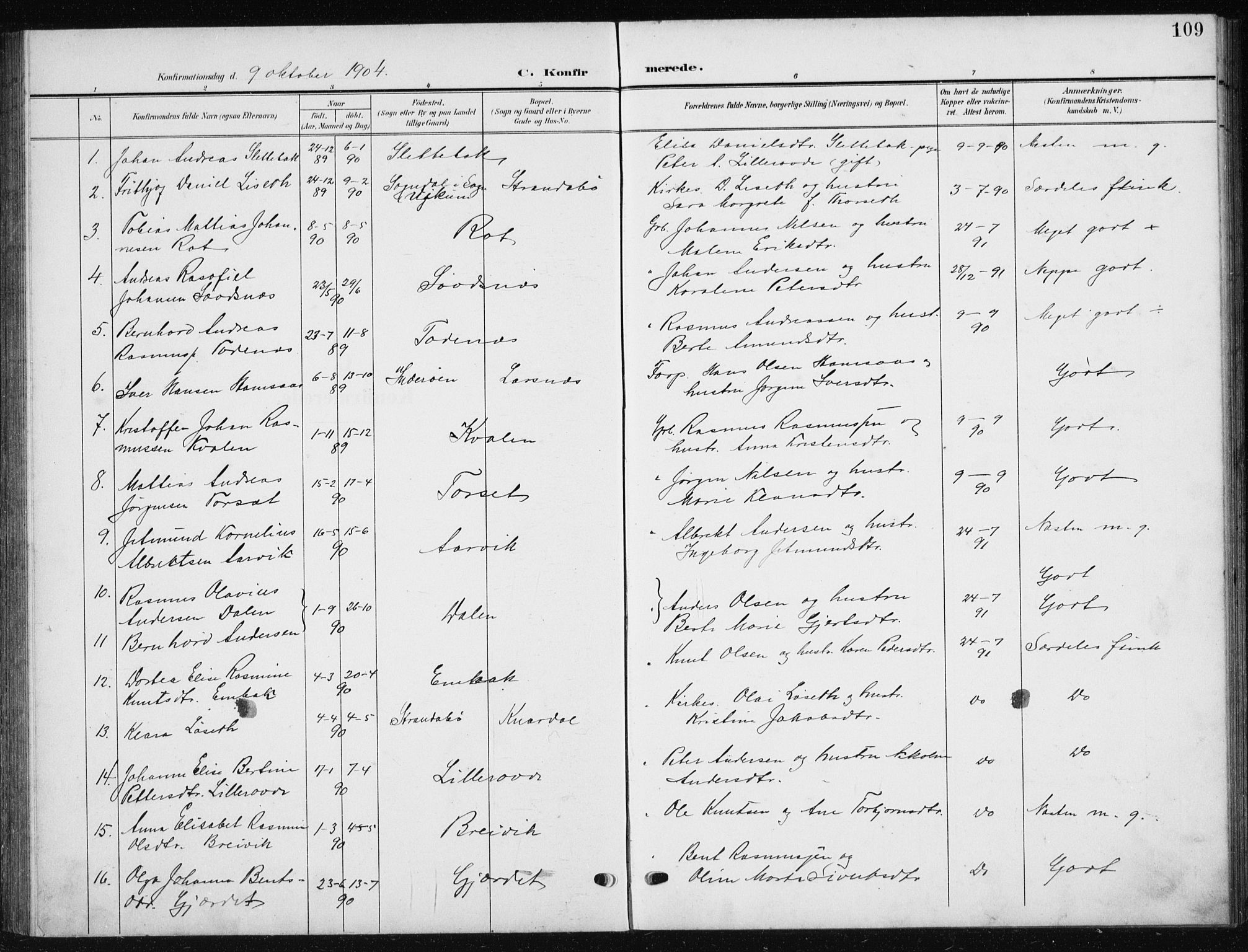 Ministerialprotokoller, klokkerbøker og fødselsregistre - Møre og Romsdal, AV/SAT-A-1454/504/L0061: Parish register (copy) no. 504C03, 1902-1940, p. 109