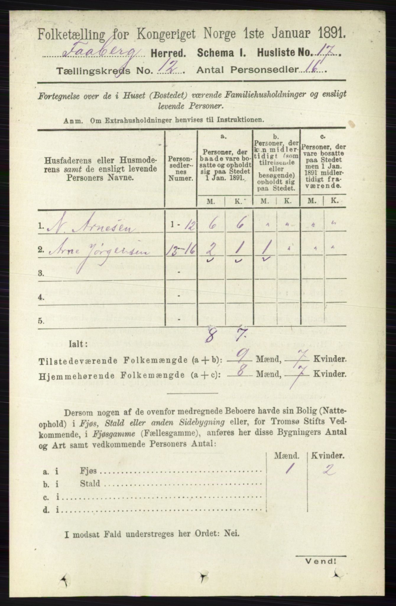 RA, 1891 census for 0524 Fåberg, 1891, p. 4709